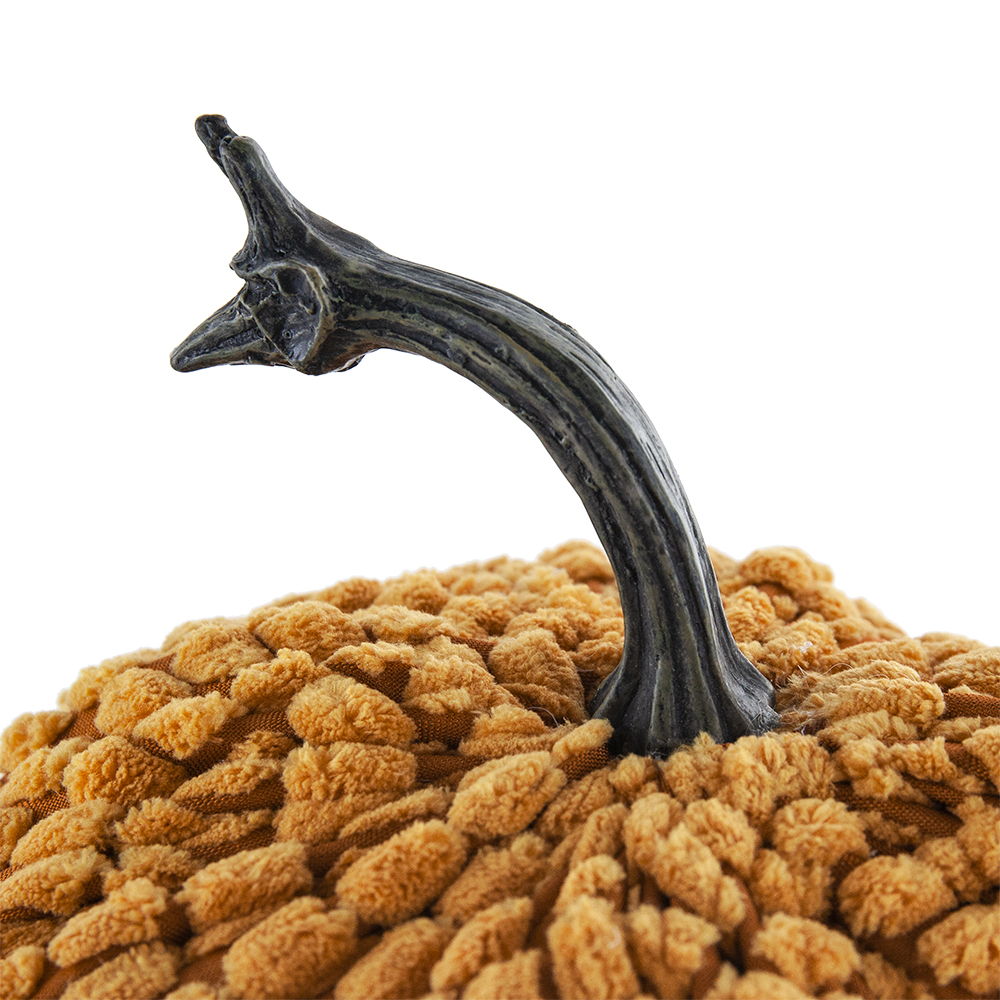 Chenille Weighted Pumpkin Ornament Decor For Holiday Harvest Festival Fall Festival & Thanksgiving (Set of 2) - Orange