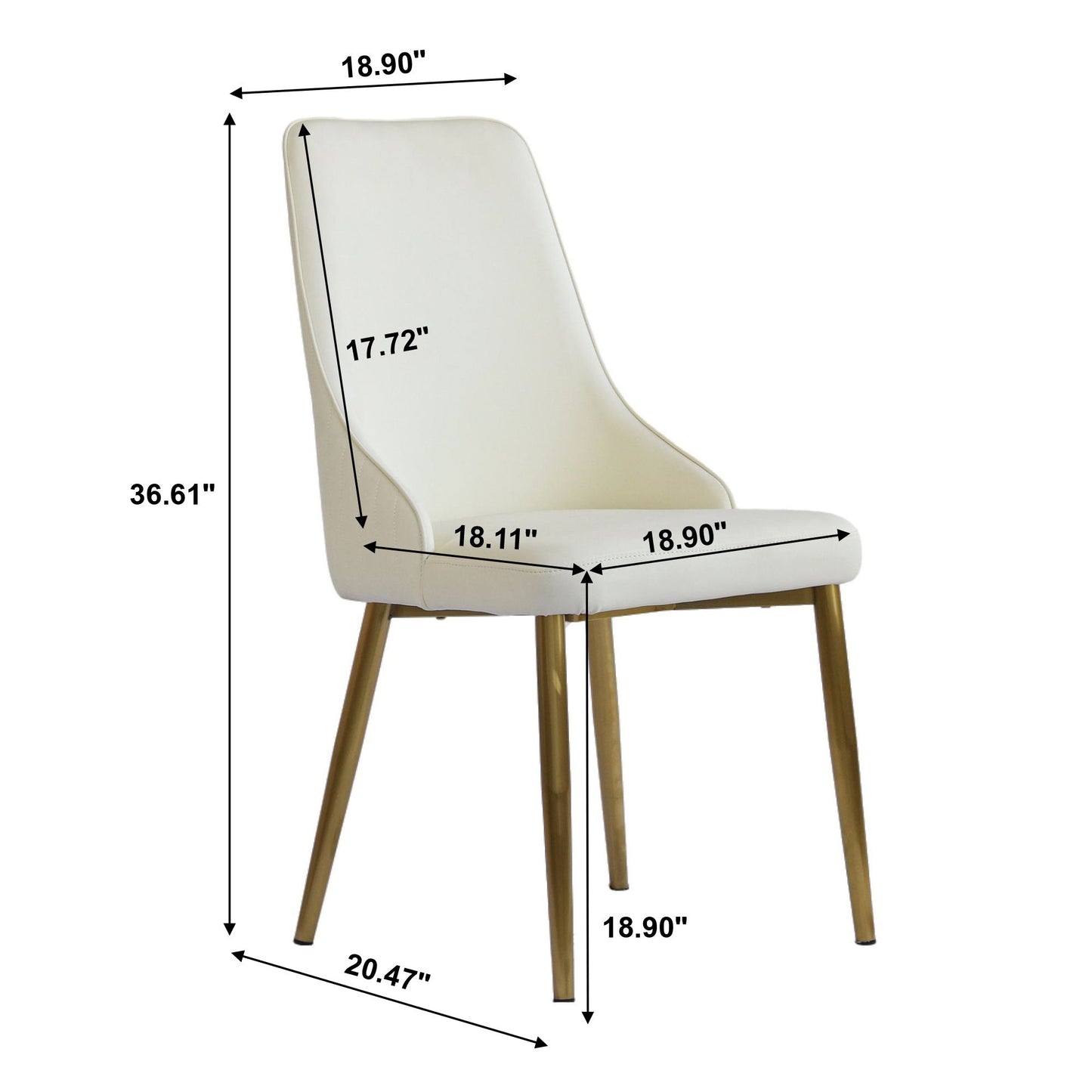 Modern Sponge-Filled Dining Chair, Solid Wood Metal Legs, Suitable For Restaurants, Living Rooms And Rooms (Set of 2) - White