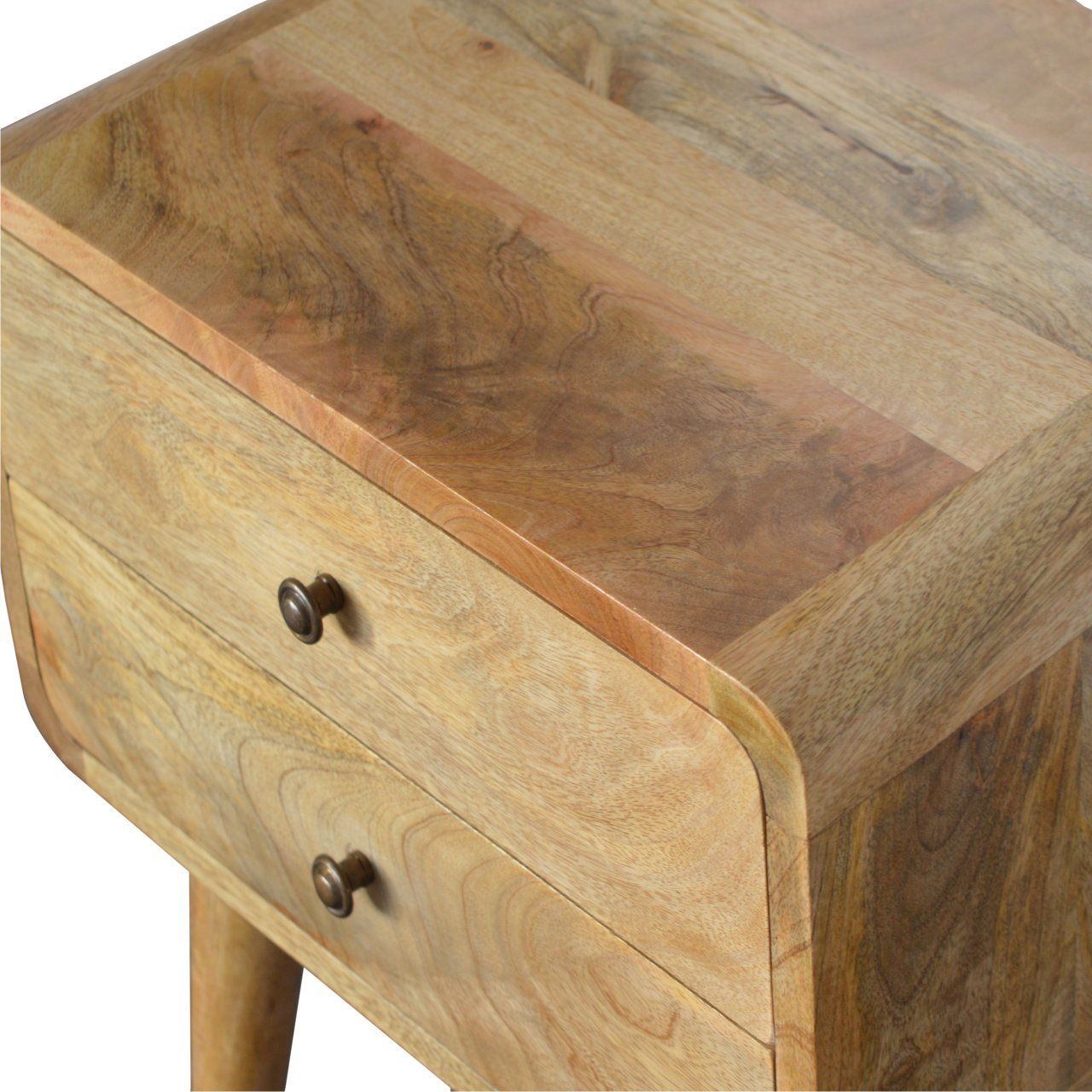 Curved Bedside Table - Oak
