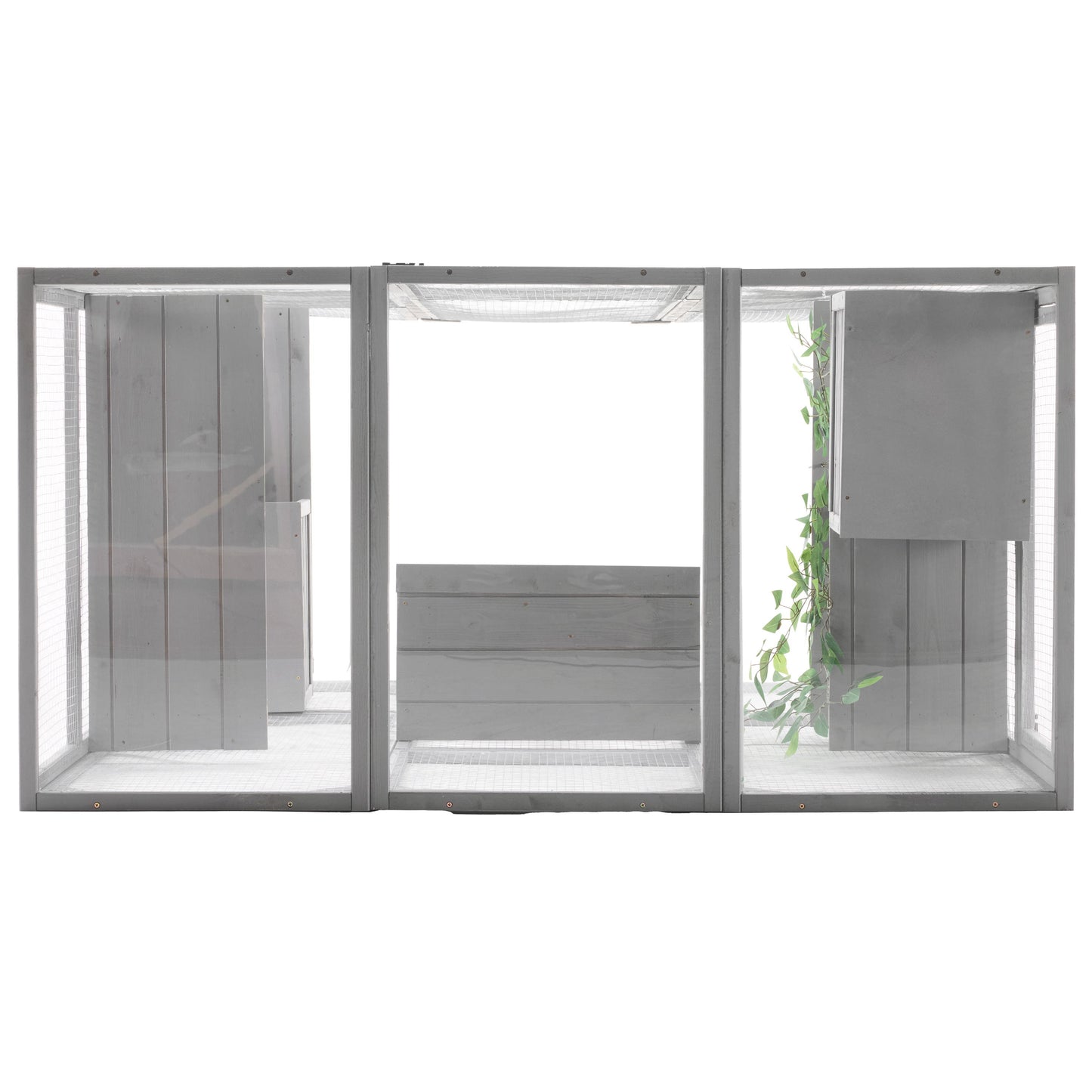 Outdoor Cat House, Diy Cat Enclosure Catio With Double Enter Doors - Light Gray