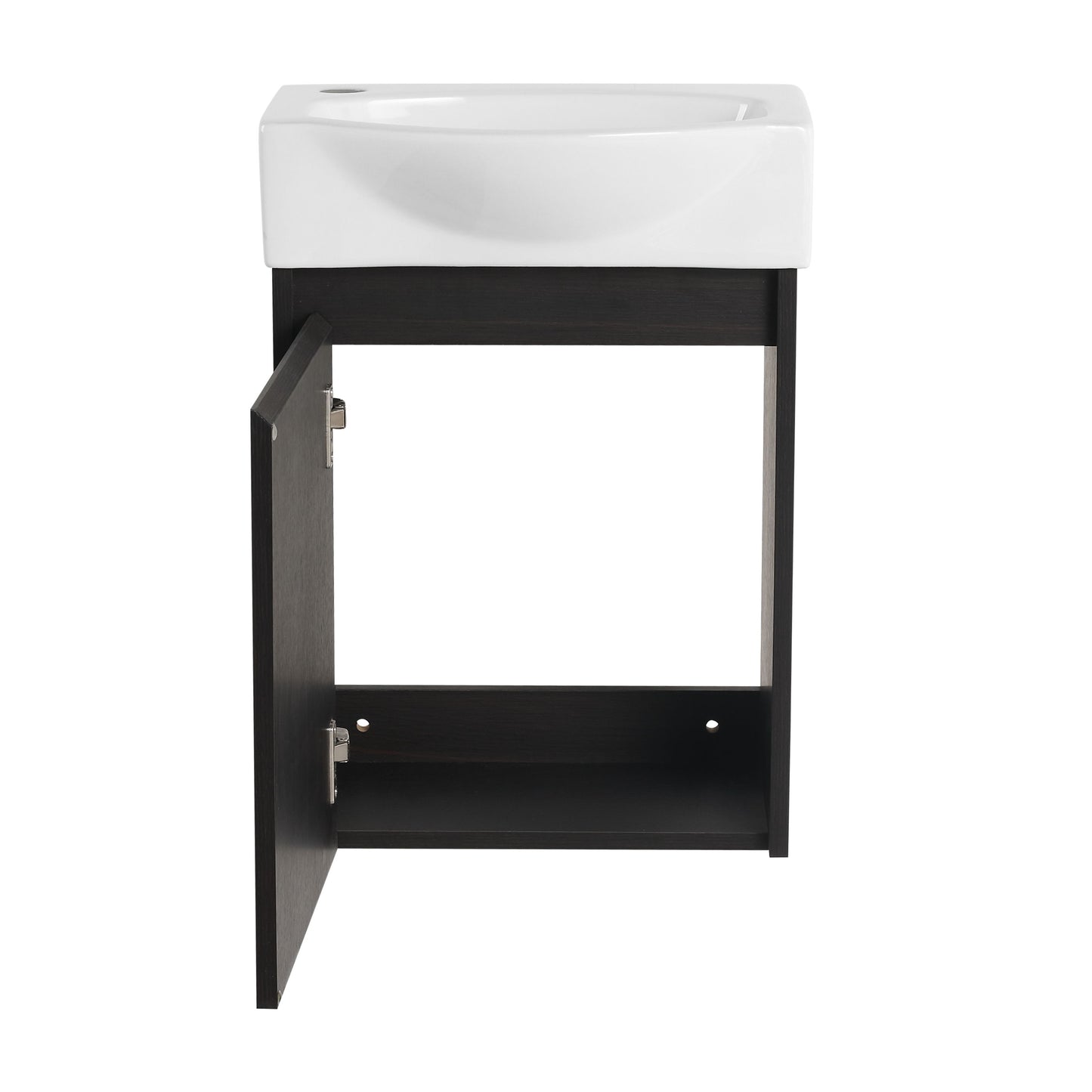 Modern 16" Bathroom Vanity Sink Combo With Ceramic Sink And Cabinet For Small Spaces - Black