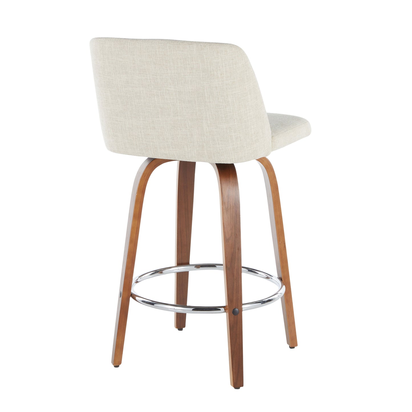Toriano - Mid-Century Modern Counter Stool (Set of 2) - Walnut / Cream