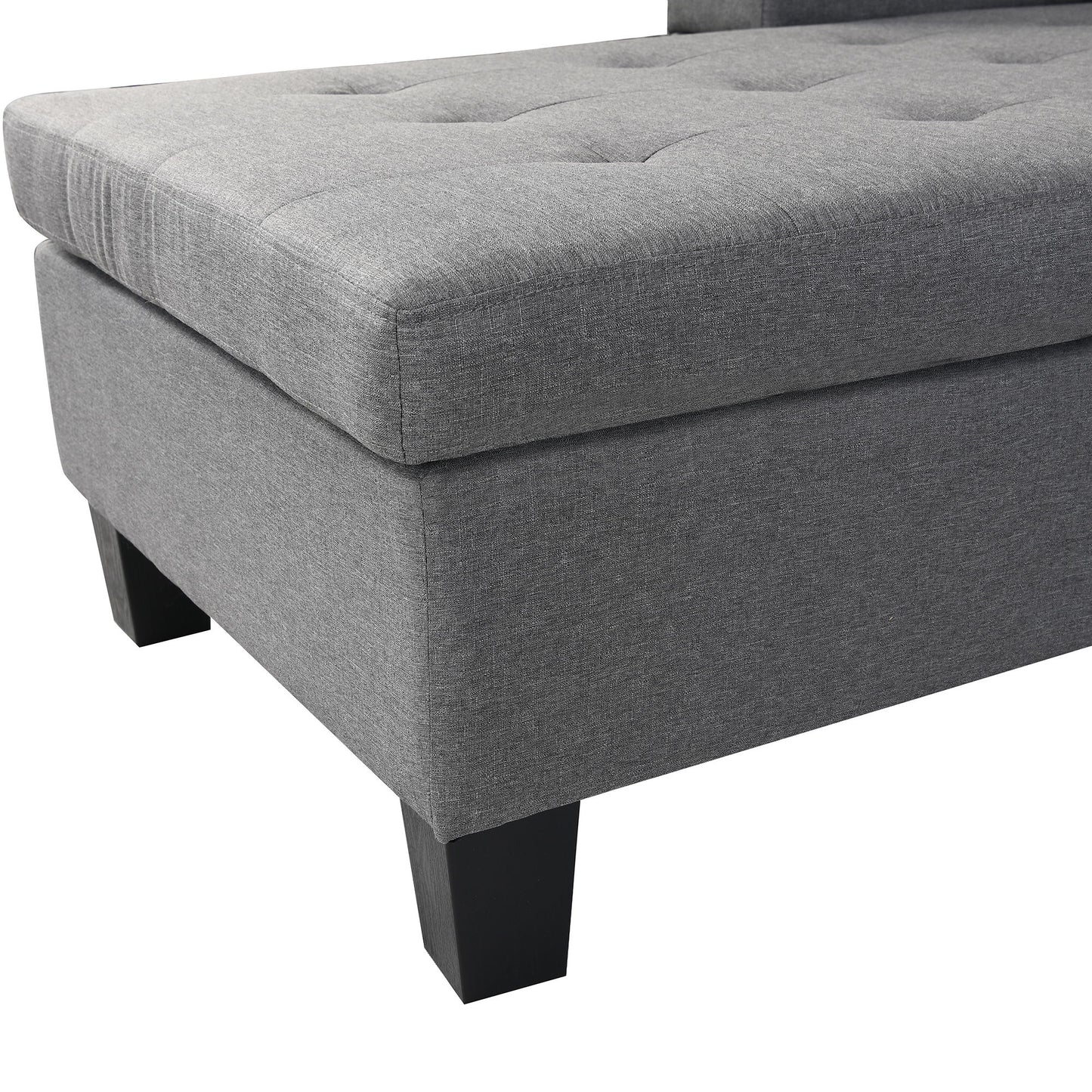 Sectional Sofa Set For Living Room With L Shape Chaise Lounge, Cup Holder And Left Or Right Hand Chaise Modern 4 Seat - Gray