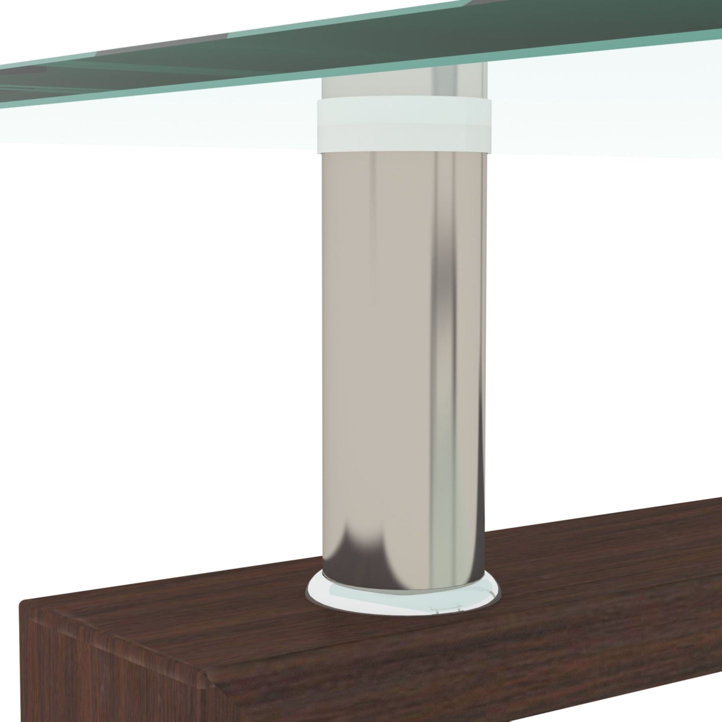 Rectangle Glass Coffee Table, Modern Side Center Tables - Walnut / Clear
