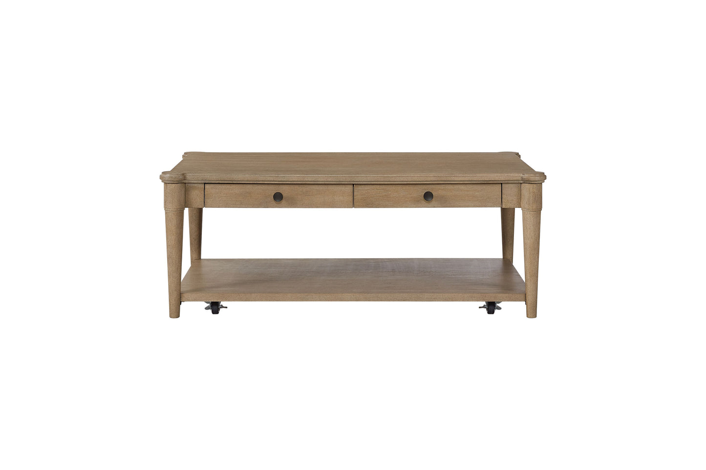 Cocktail Table With Two Storage Drawers And Casters - Sand