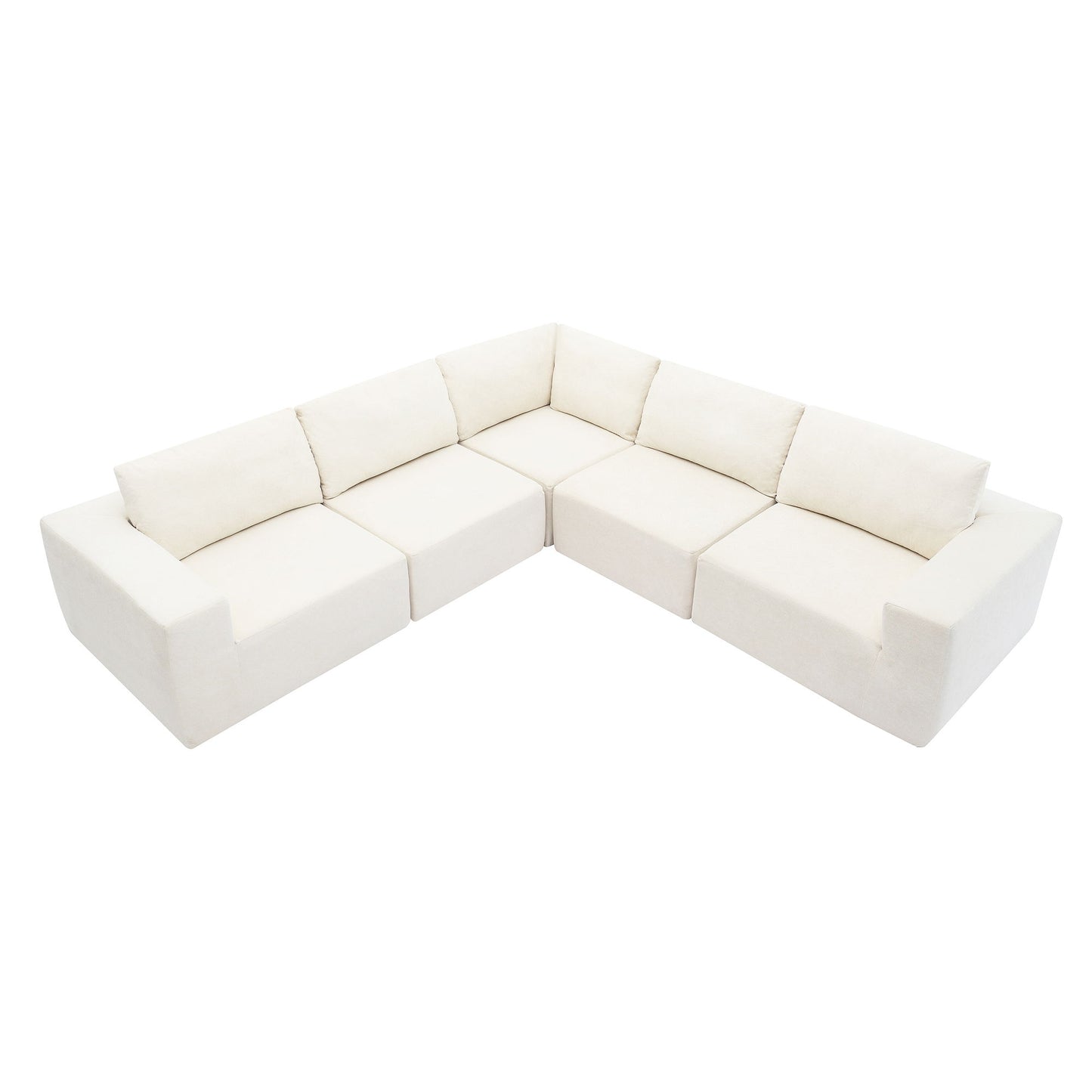 Modular Sectional With Wide Seat Free Combination L Shaped Couch Set Cloud Upholstered Minimalist Boneless Sofa - Beige
