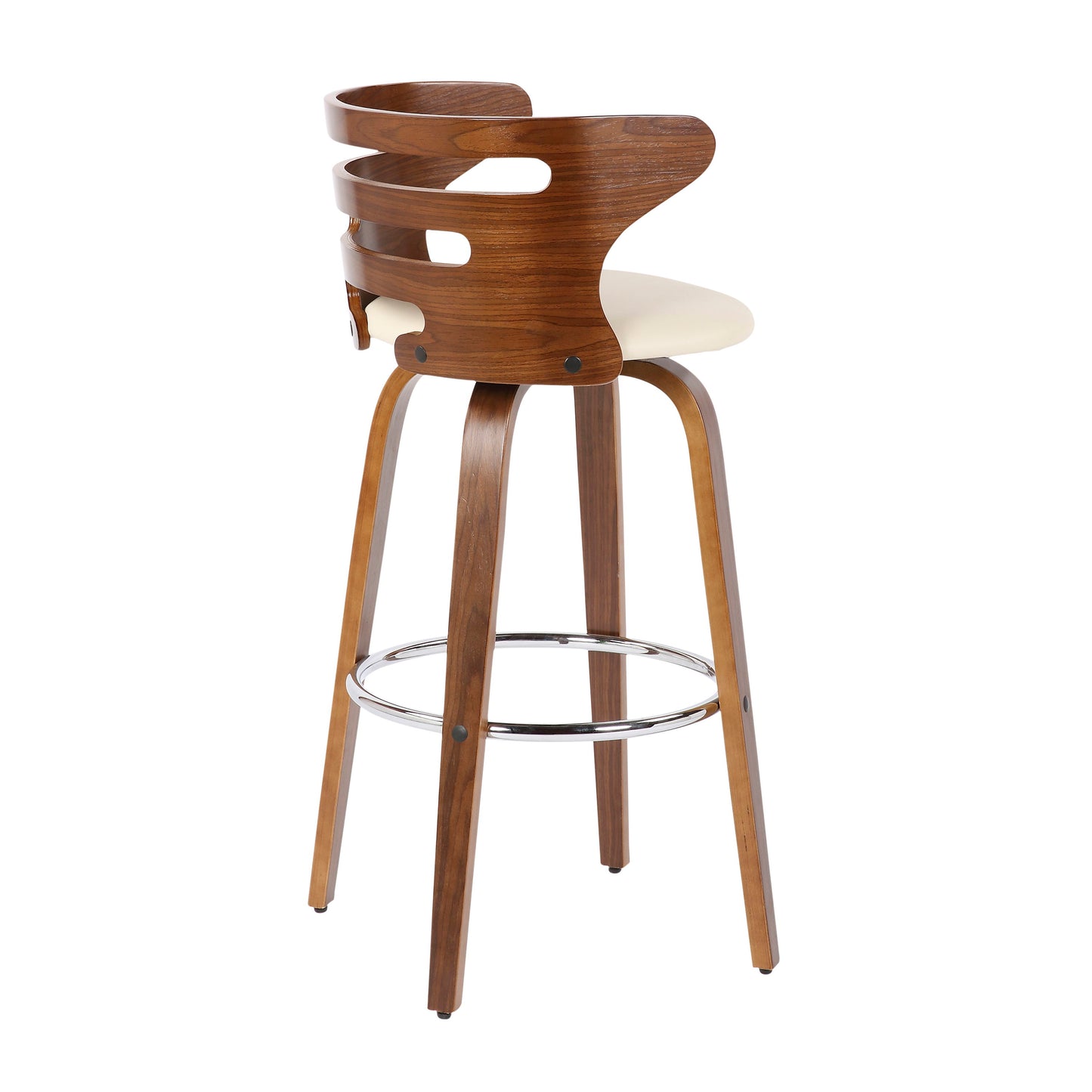 Cosini - Mid-Century Modern Barstool With Swivel (Set of 2) - Walnut / Cream