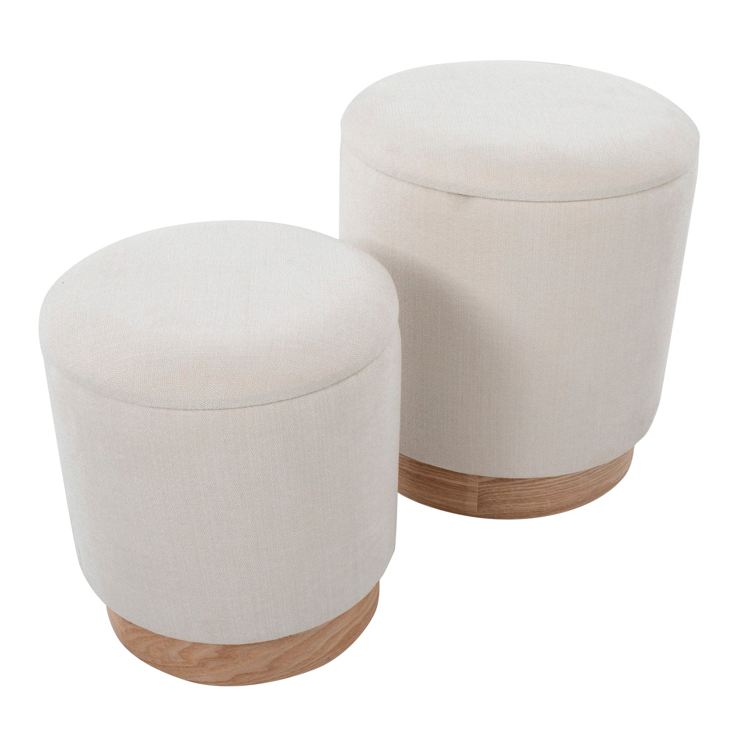 Marla - Contemporary Nesting Ottoman Set - Natural / Cream
