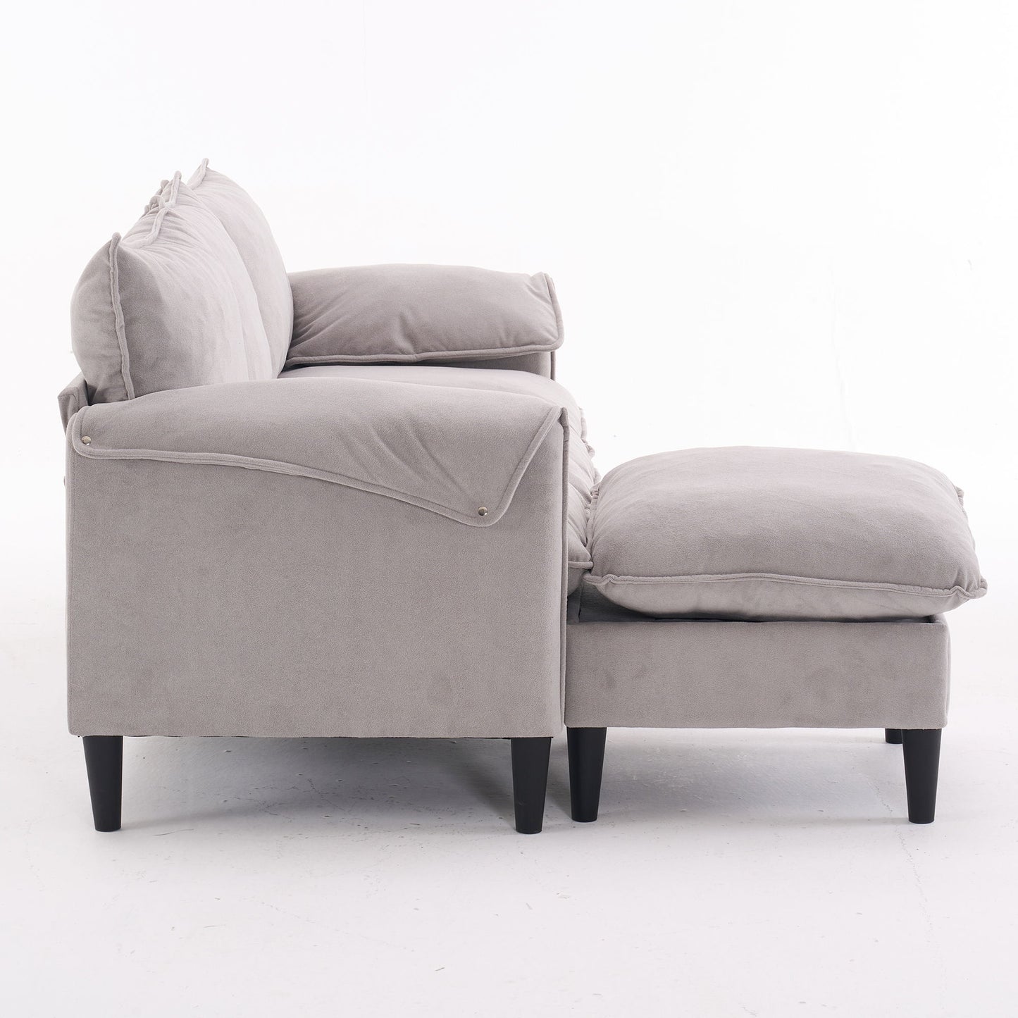 Convertible Combination Sofa, Sofa L Shaped, Sofa With Footstools With Storage Sofa For Living Room, 3 Seater Combination Sofa - Beige