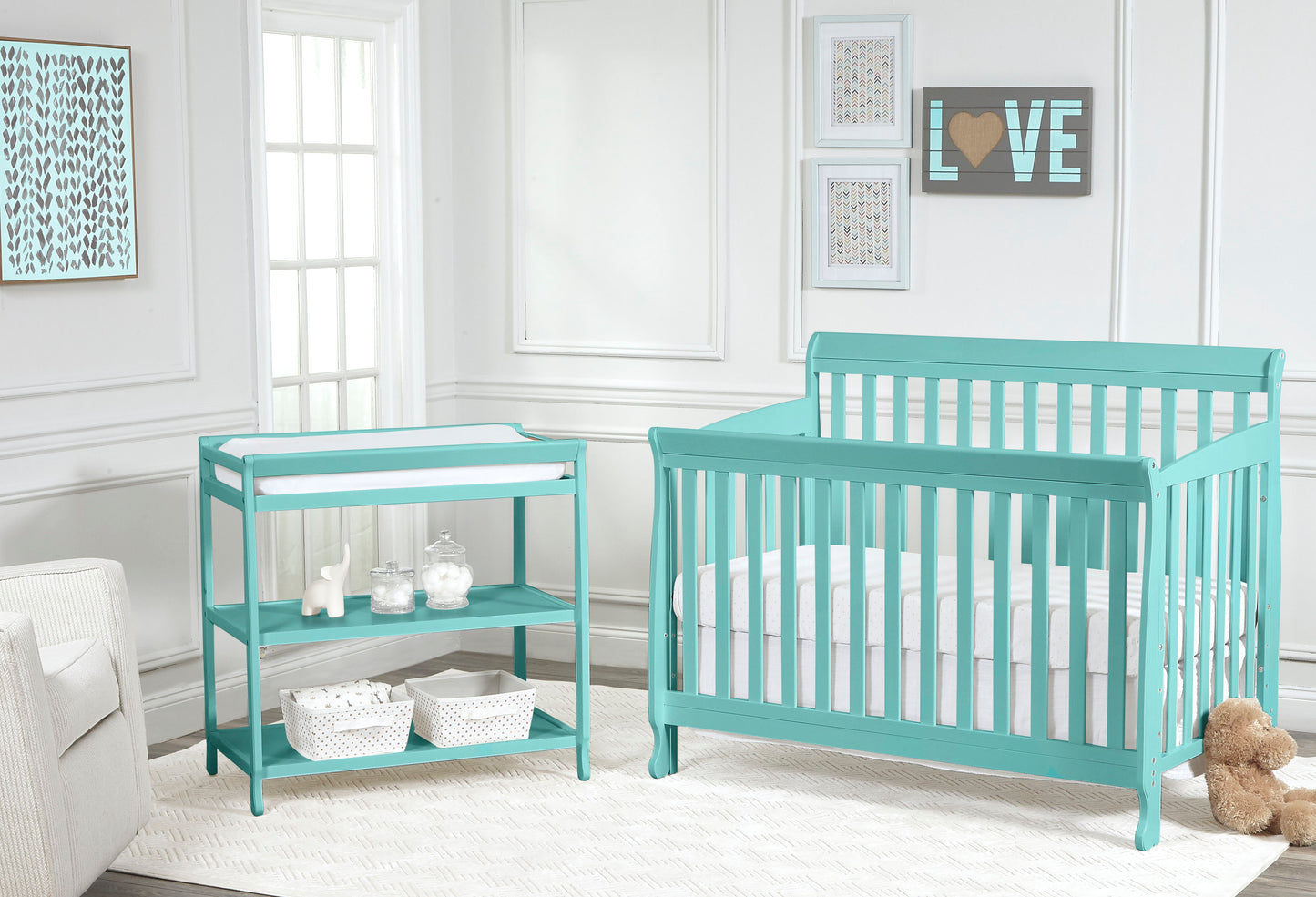Riley - 4 In 1 Convertible Crib - Turquoise