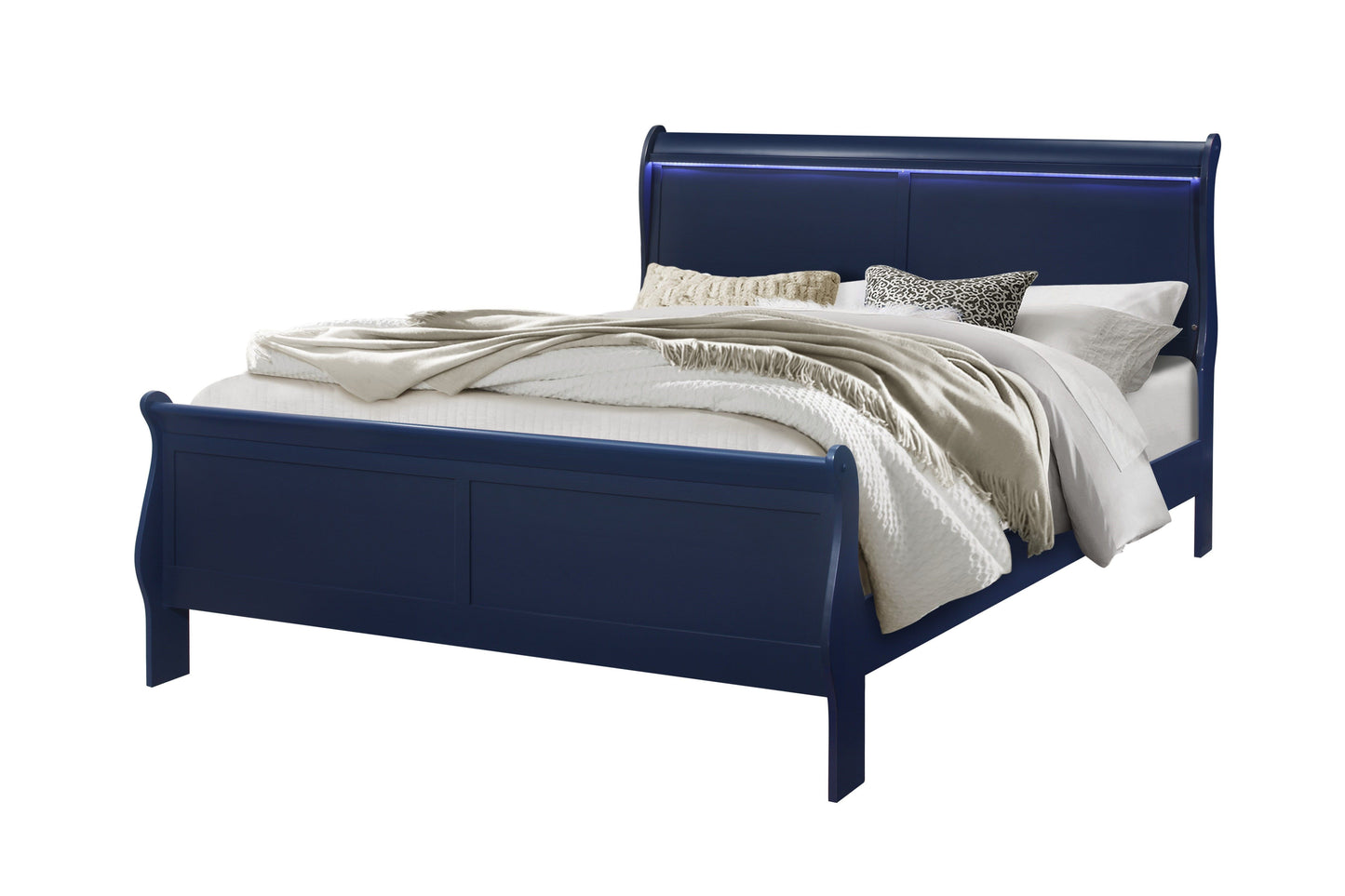 Charlston - King Bed With LED - Blue