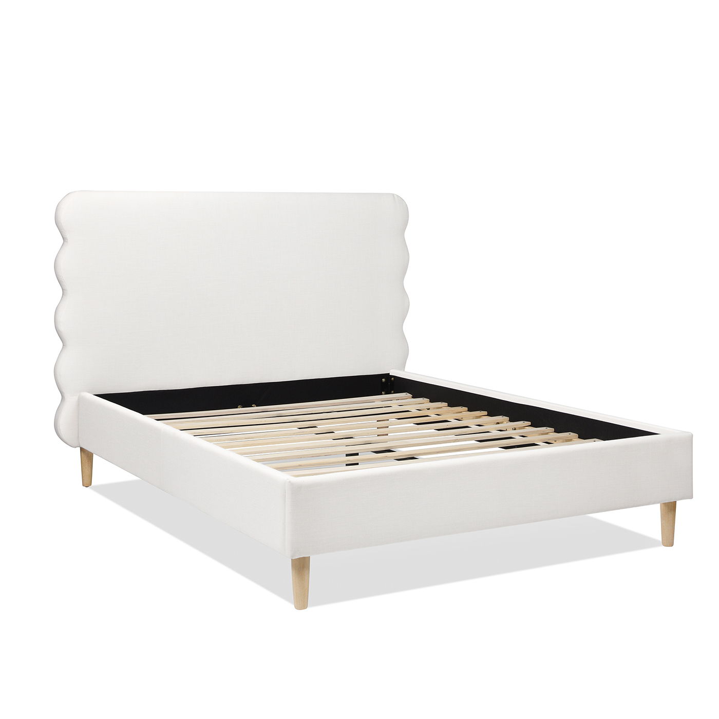 Stockholm - Queen Modern Wavy Headboard Platform Bed - Antique White