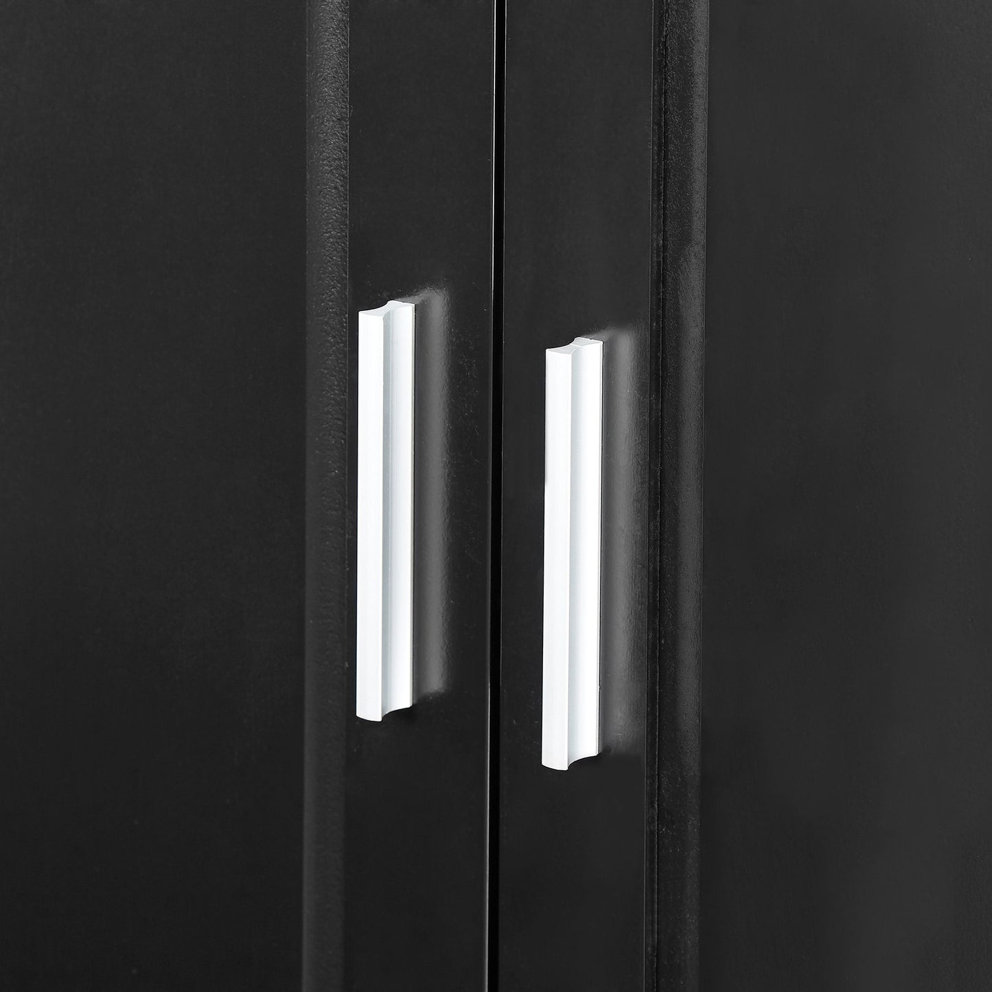 Tall Bathroom Storage Cabinet, Cabinet With 2 Doors And Drawers, Adjustable Shelf - Black
