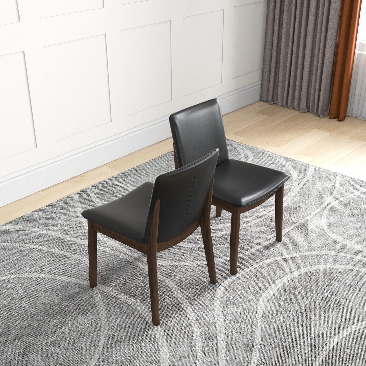 Laura - Mid-Century Modern Solid Wood Dining Chair (Set of 2) - Black