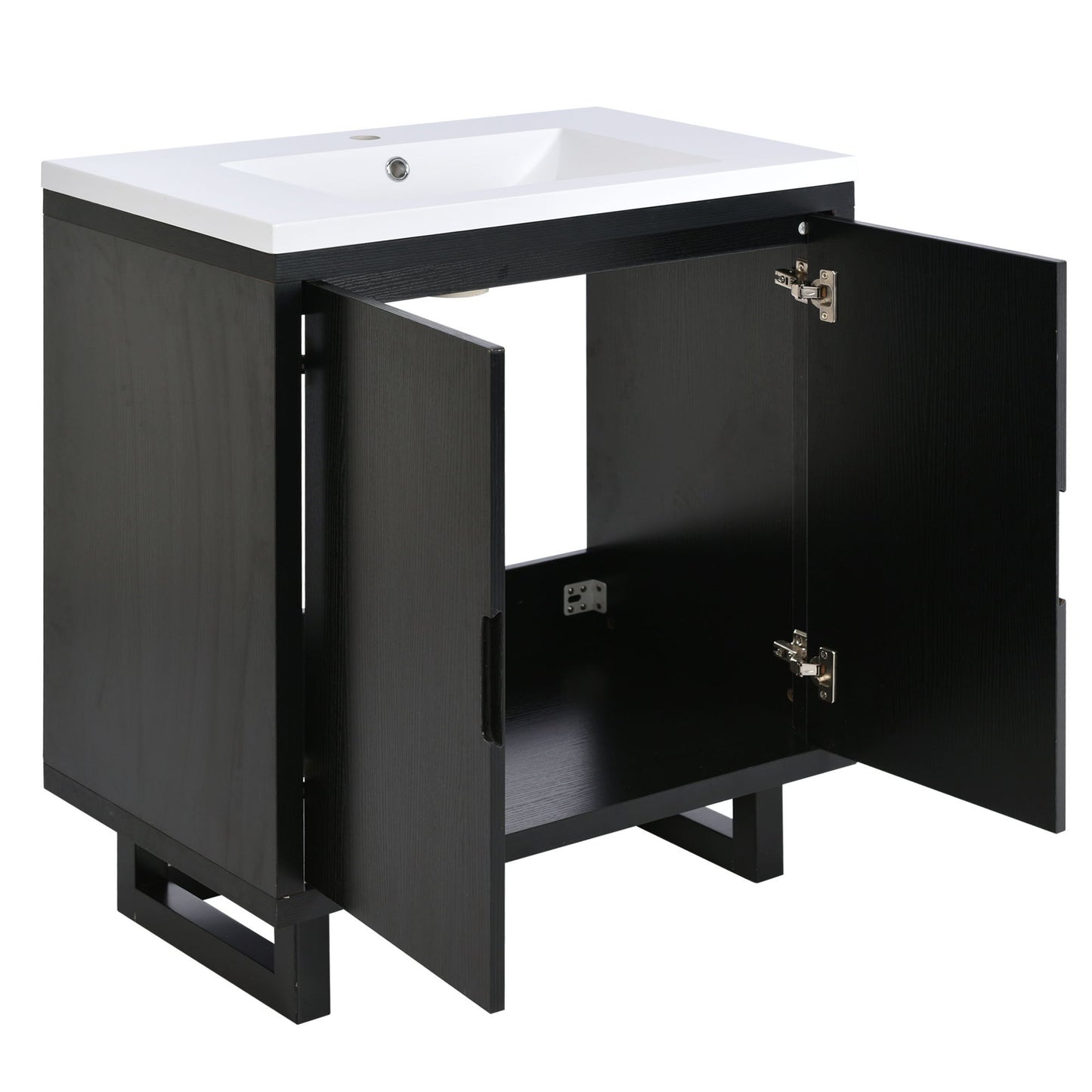 Bathroom Vanity Set With Sink, Combo Cabinet, Bathroom Storage Cabinet, Solid Wood Frame - Black