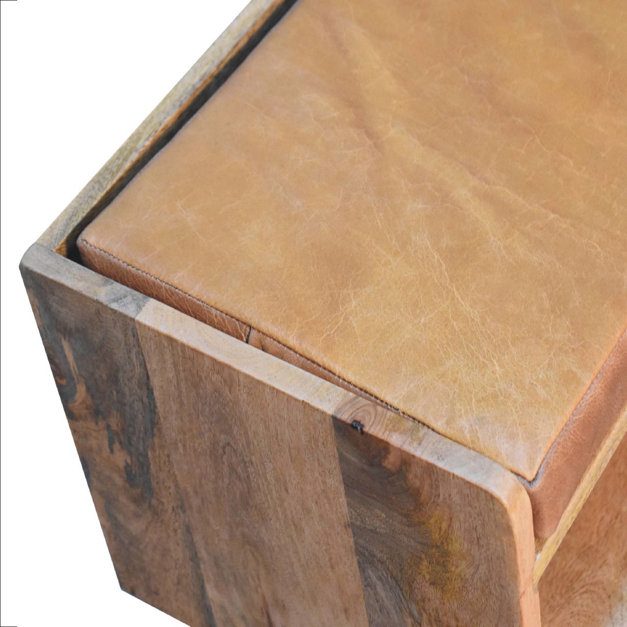 Bench With Leather Seatpad - Oak