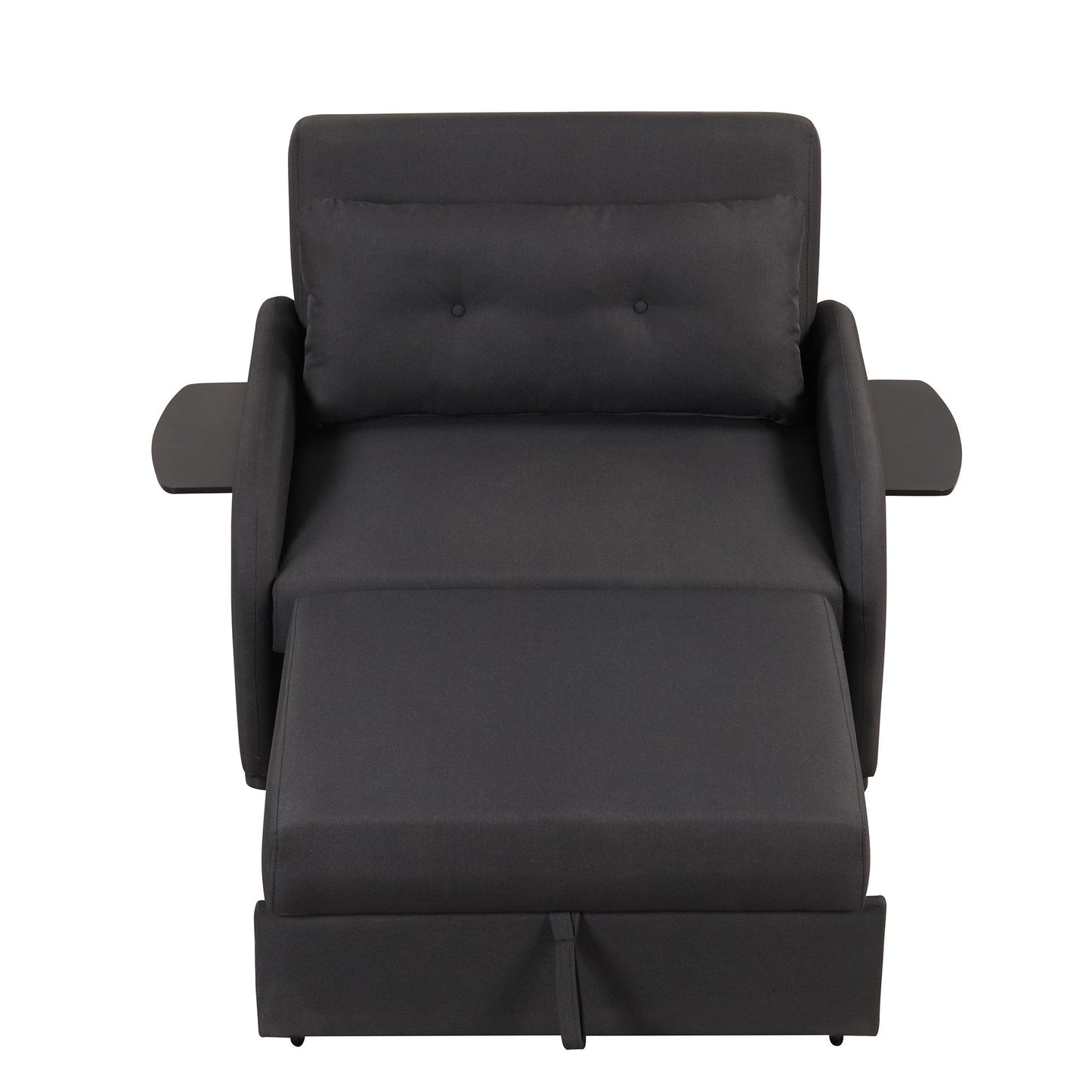 3 In 1 Pull Out Sofa Sleeper With Wing Table And USB Charge - Black