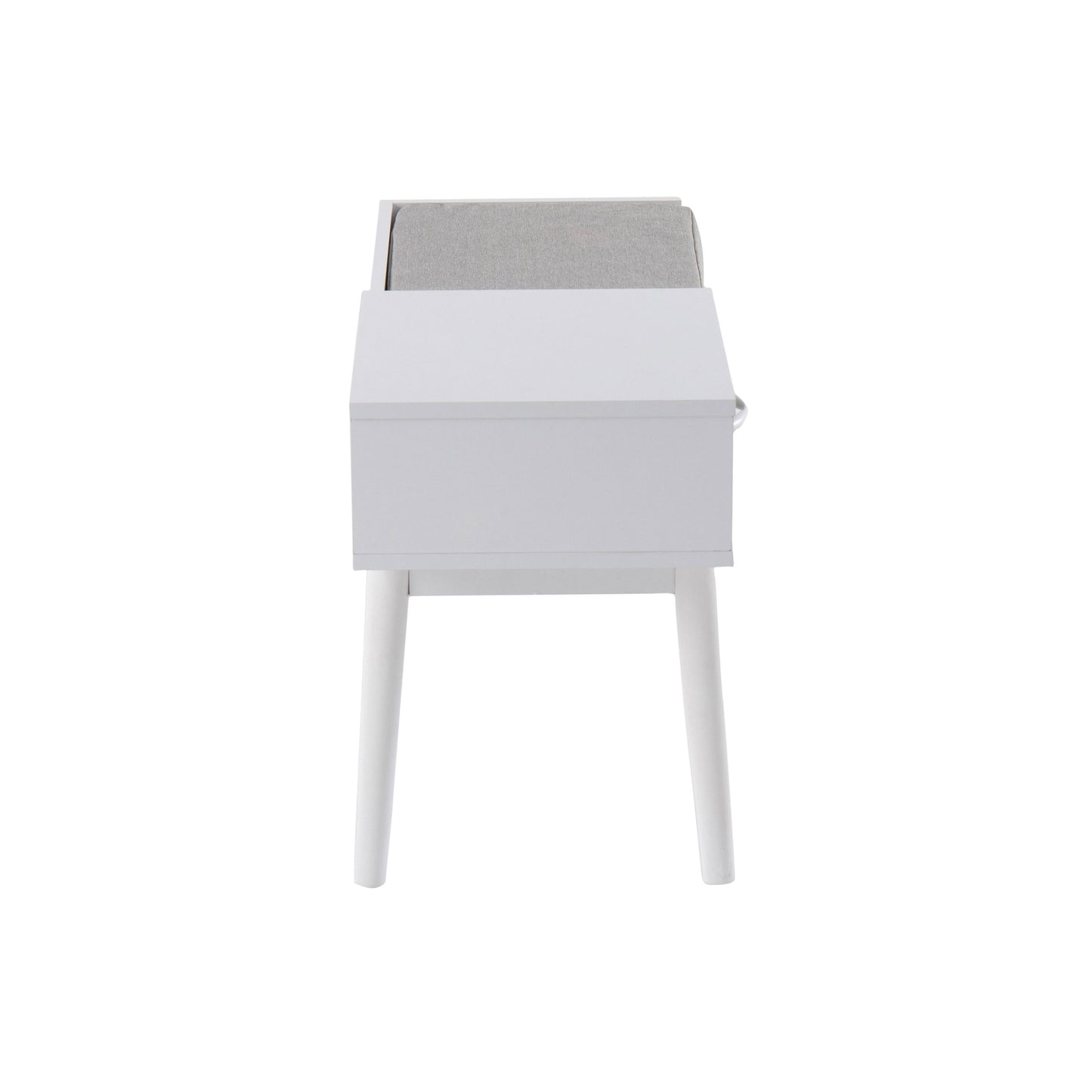 Telephone Contemporary Bench With Pull Out Drawer - White / Gray