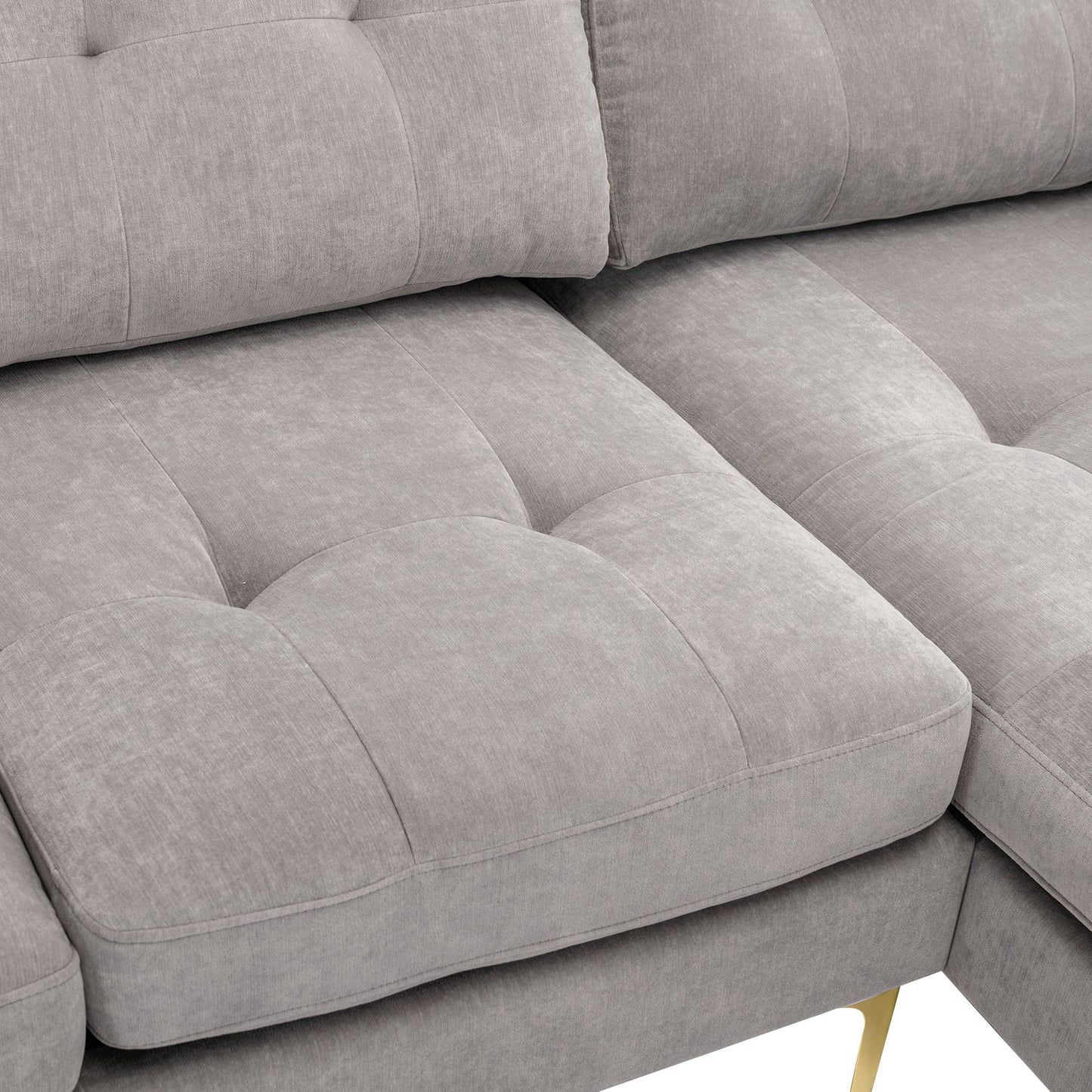 Convertible Sectional Sofa Couch With Movable Ottoman - Light Gray