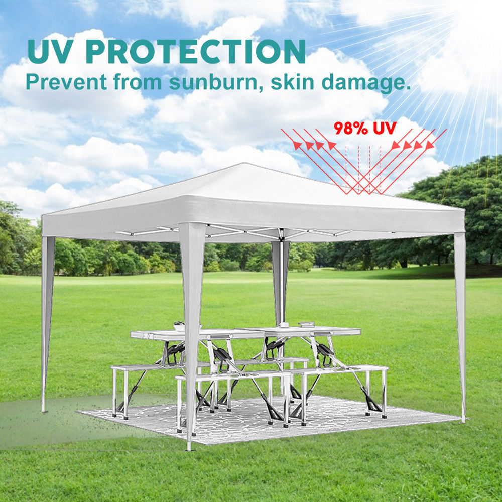 10'X10' Folding Canopy With 4 Removable Sidewalls Outdoor Event Shelter UPF 50+ Gazebo Portable Tents For Parties Beach Camping Wedding Ez Pop Up Canopy 4 Pieces Weight Bag + Carry Bag - White