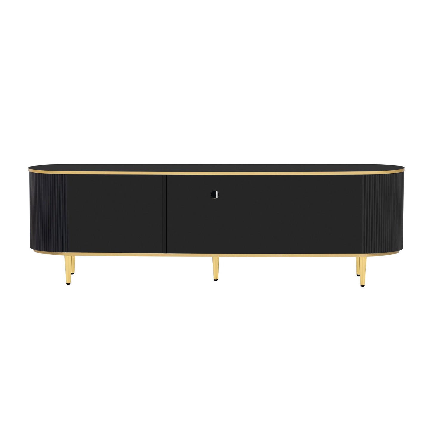 Modern TV Stand For TVs Up To 80", Entertainment Center With 4 Drawers And 1 Cabinet, Wood TV Console Table With Handles For Living Room - Black