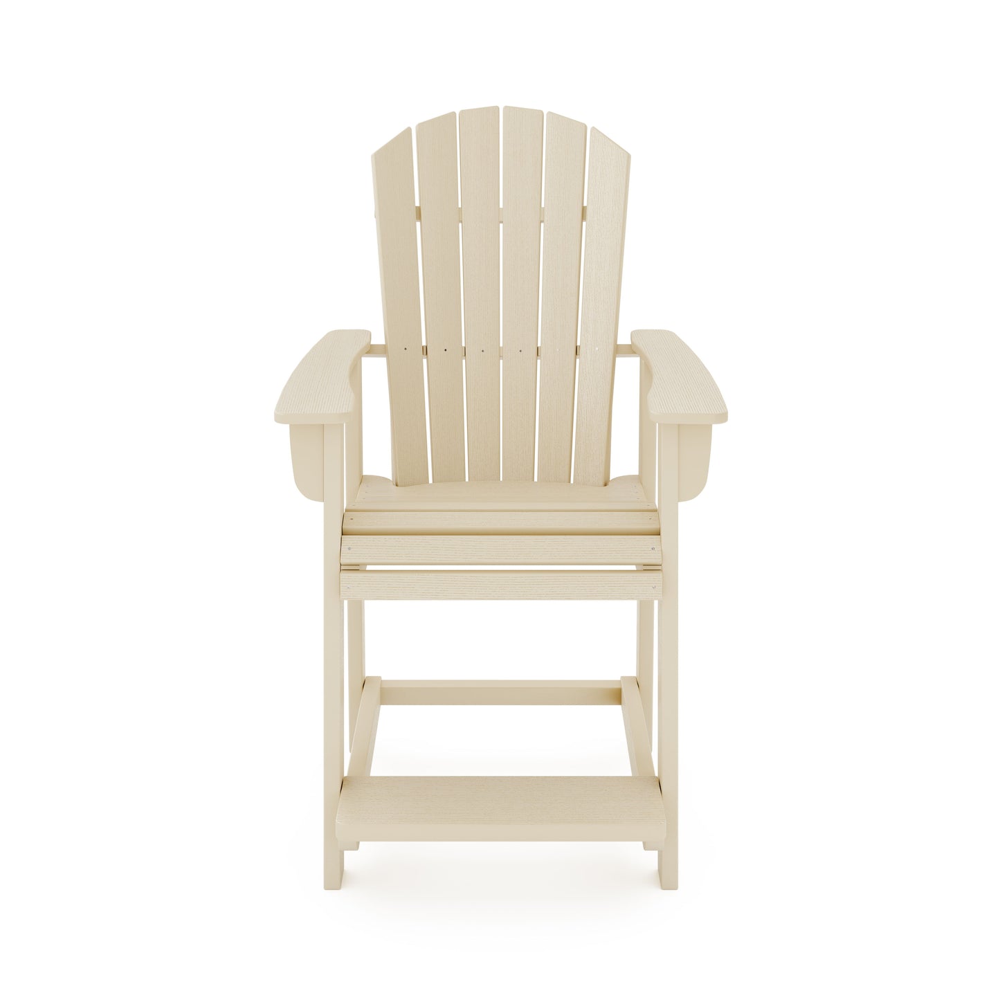 Adirondack Style Counter Chair Stylish HDPE Poly Lumber For Dining, Patio, And Garden Comfort - Beige