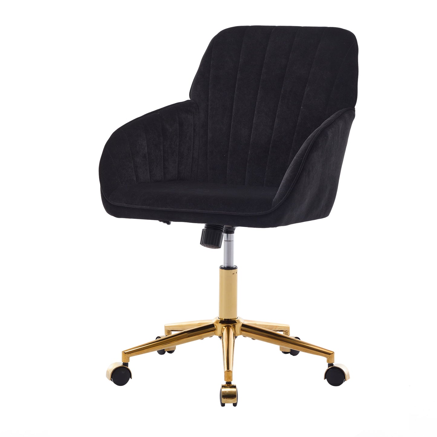 Adjustable Office Chair, Ergonomic Swivel Chair Velvet, Comfortable For Long Sitting - Black