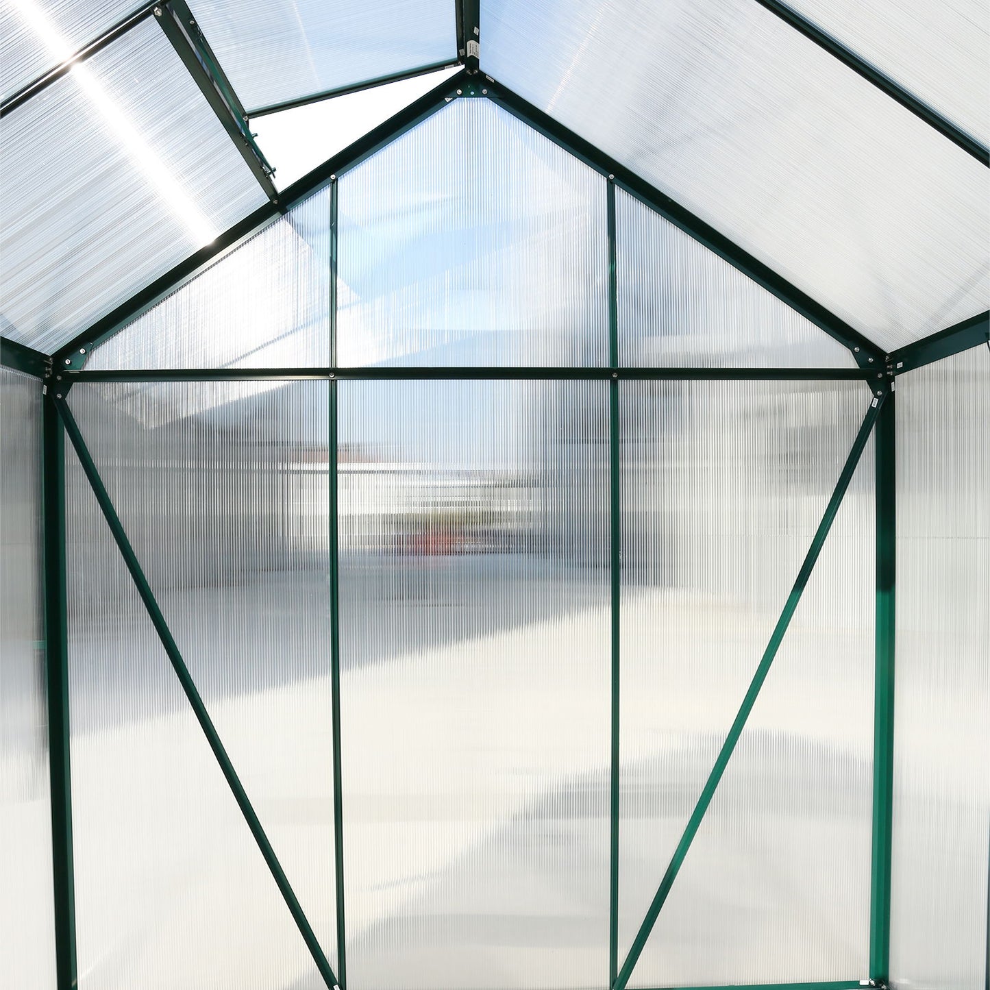 6.3'x4.2'x7' Polycarbonate Greenhouse, Heavy Duty Outdoor Aluminum Walk-In Green House Kit With Rain Gutter, Vent And Door For Backyard Garden - Green