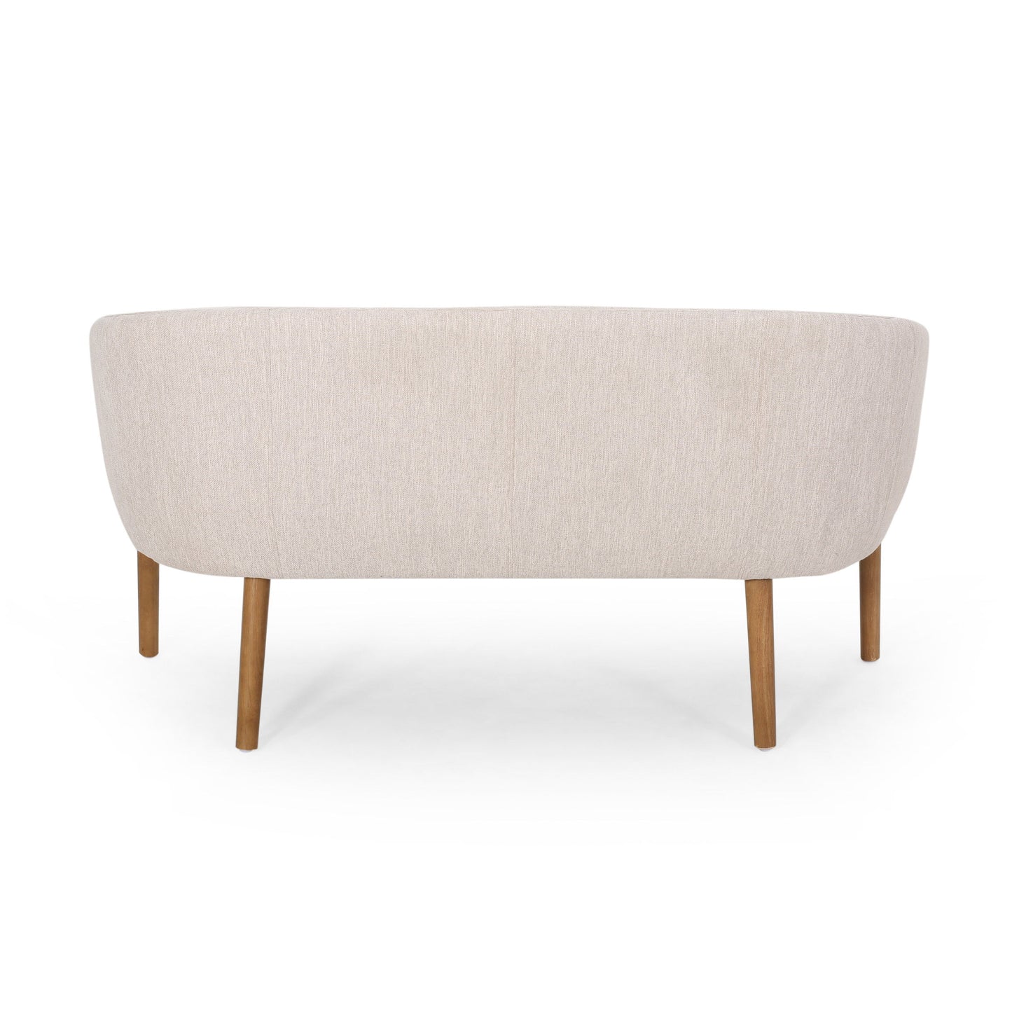 Mid Century Modern Loveseat With Channel Stitched Backrest - Beige
