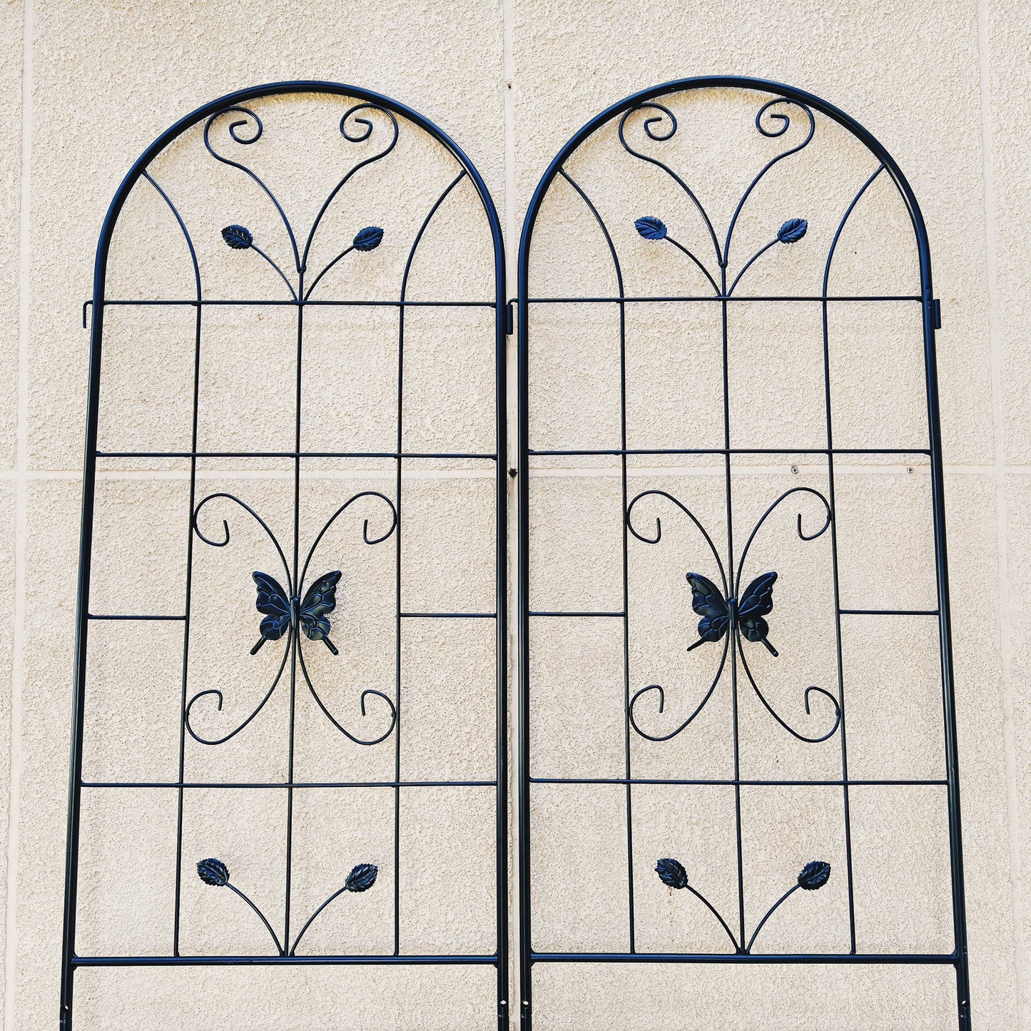 2 Pack Garden Metal Trellis Rustproof Trellis For Climbing Plants Outdoor Flower Support - Black