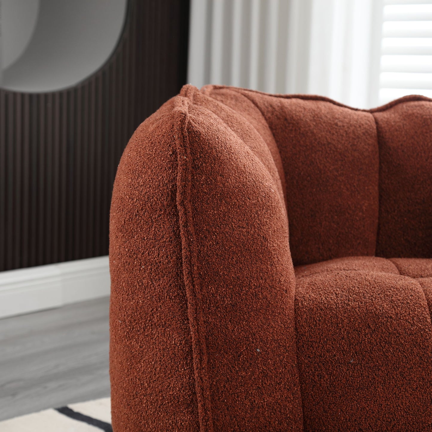 Soft Bean Bag Chair With High Resilient Foam (Chips) - Red / Brown