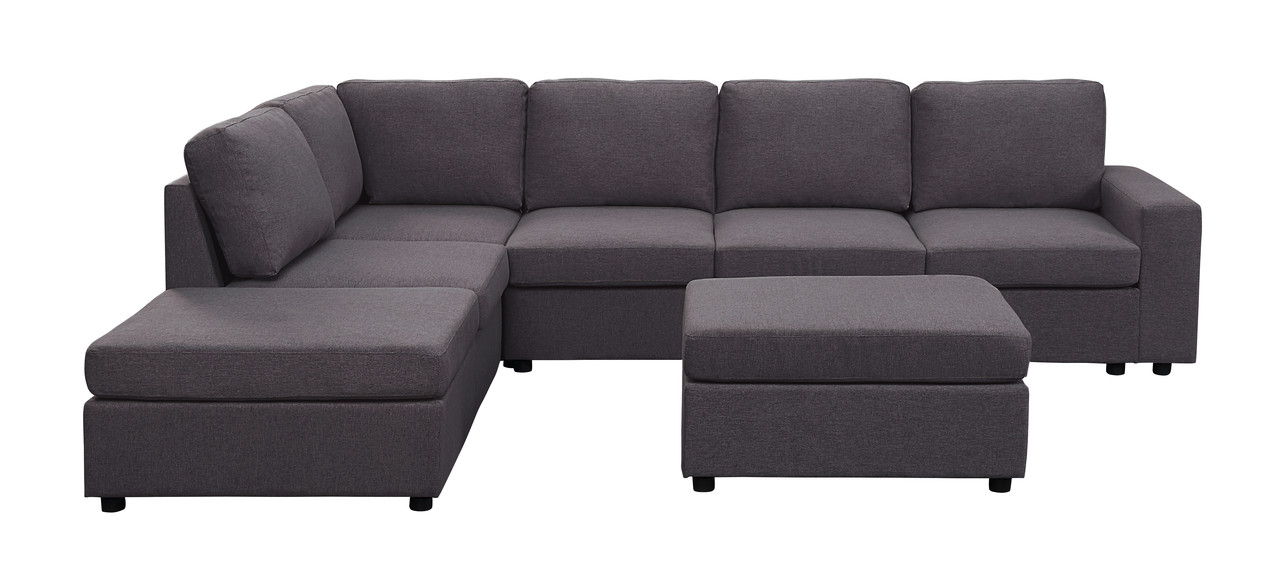 Cassia - Modular Sectional Sofa With Ottoman - Dark Gray