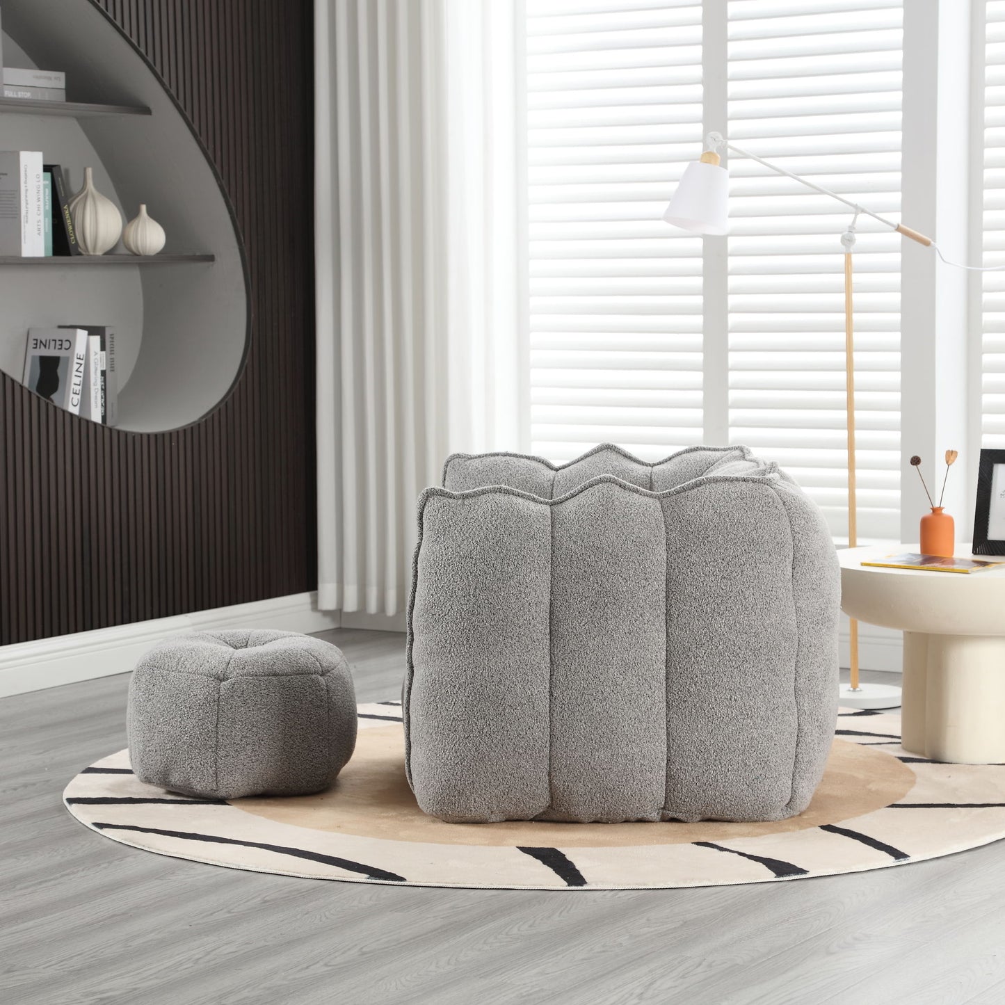 Soft Bean Bag Chair With High Resilient Foam (Chips) - Gray