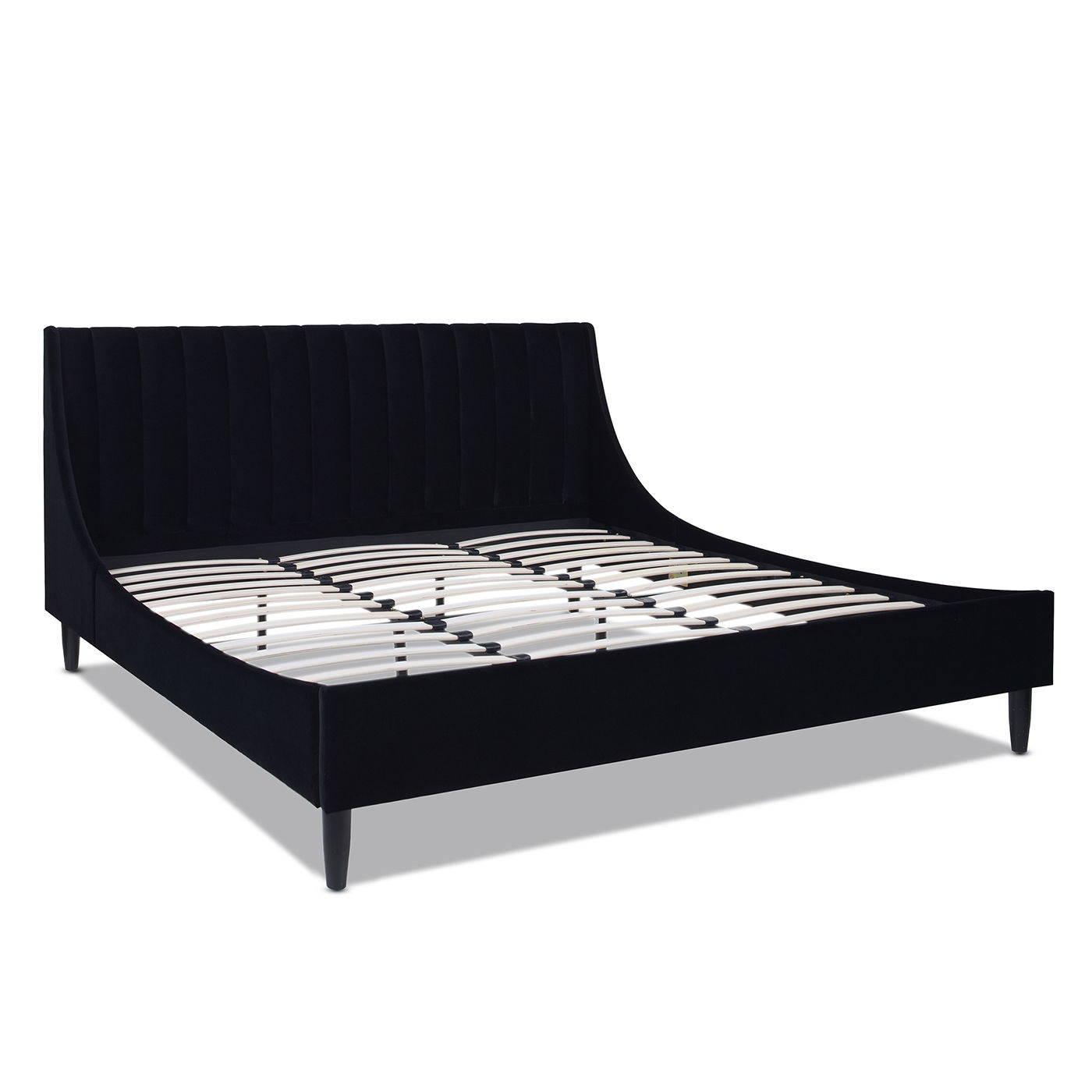 Aspen - King Vertical Tufted Headboard Platform Bed Set - Anthracite Black