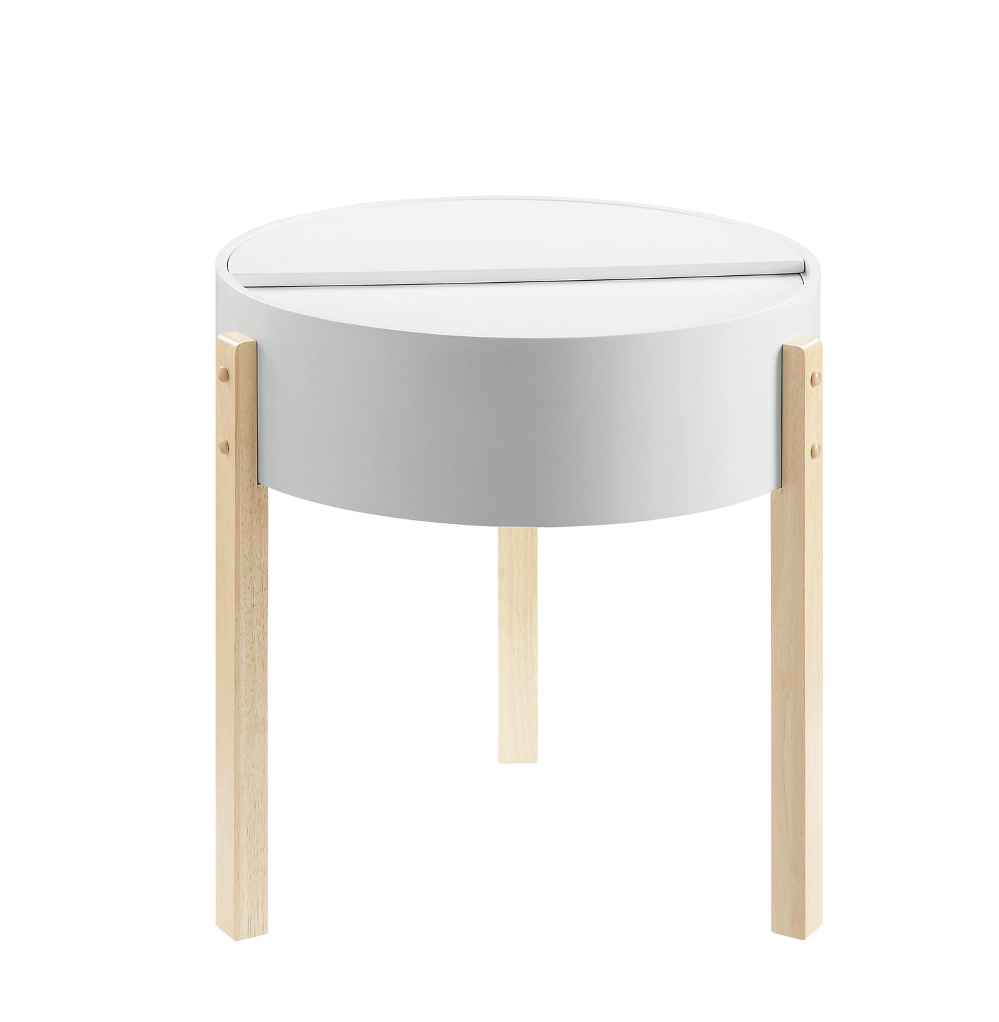 Bodfish - Round End Table - White / Natural