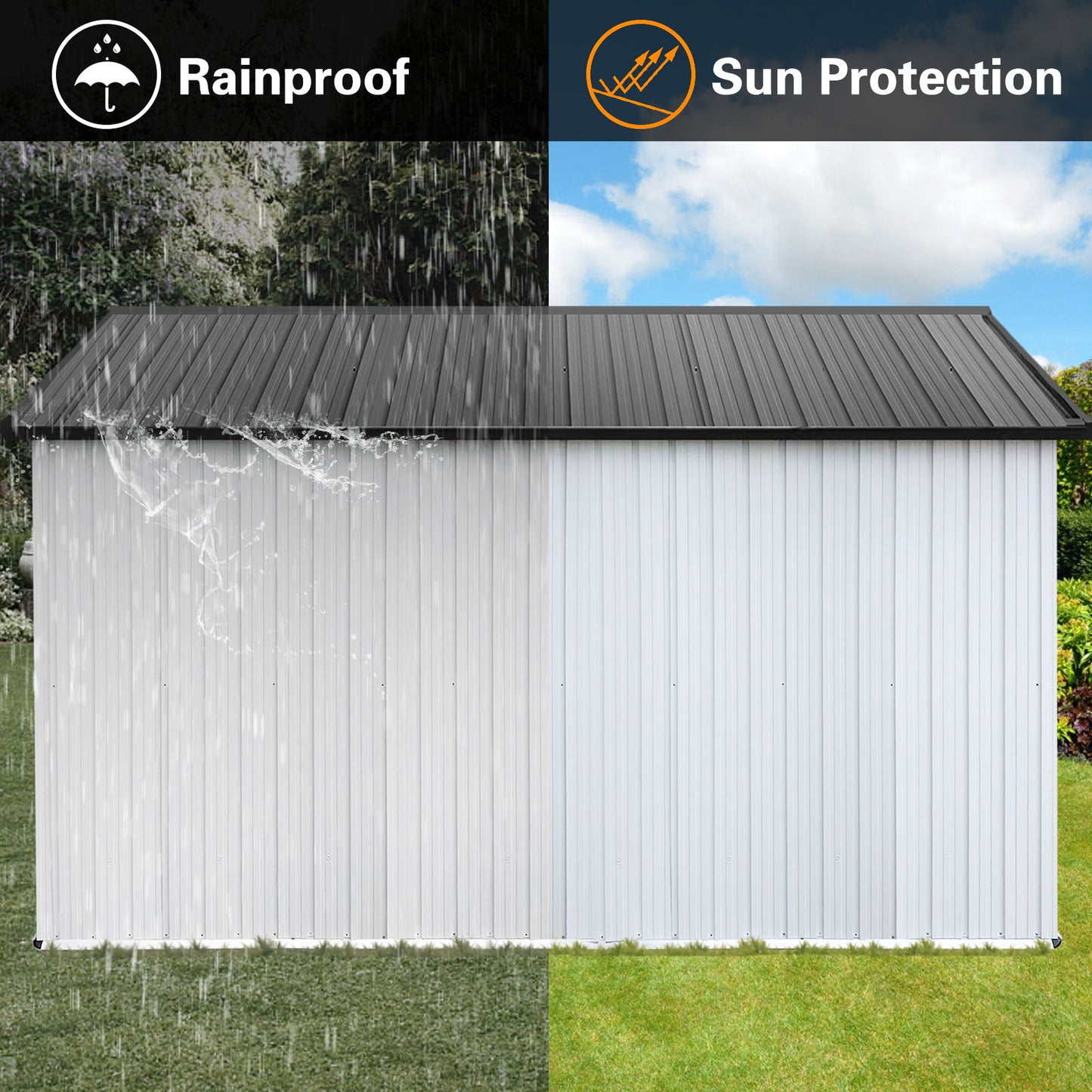 10'x12' Garden Sheds Outdoor Storage Sheds - White / Gray