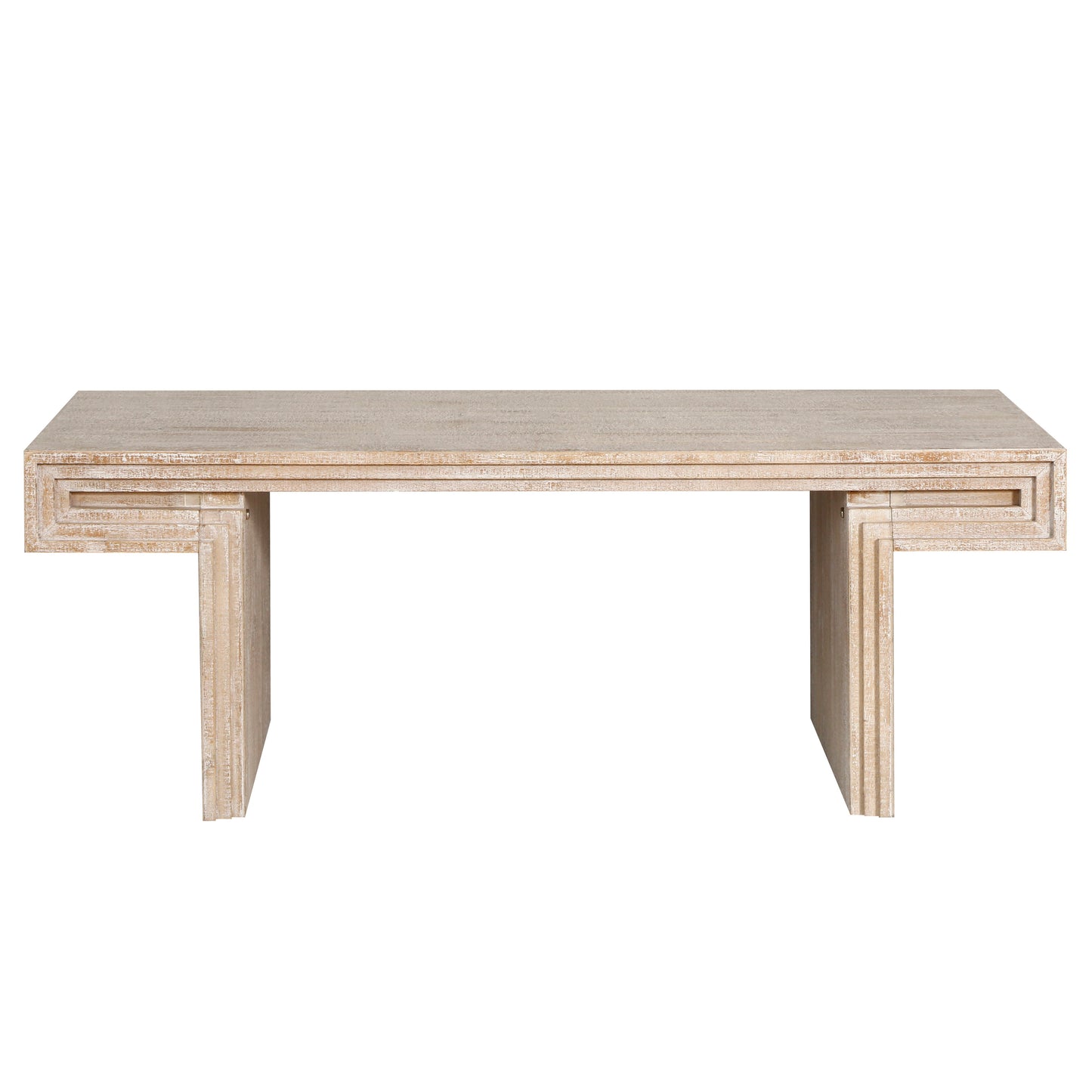 American Vintage Industrial Coffee Table, Premium Reclaimed Wood Texture, Double Tier Design - Antique Natural