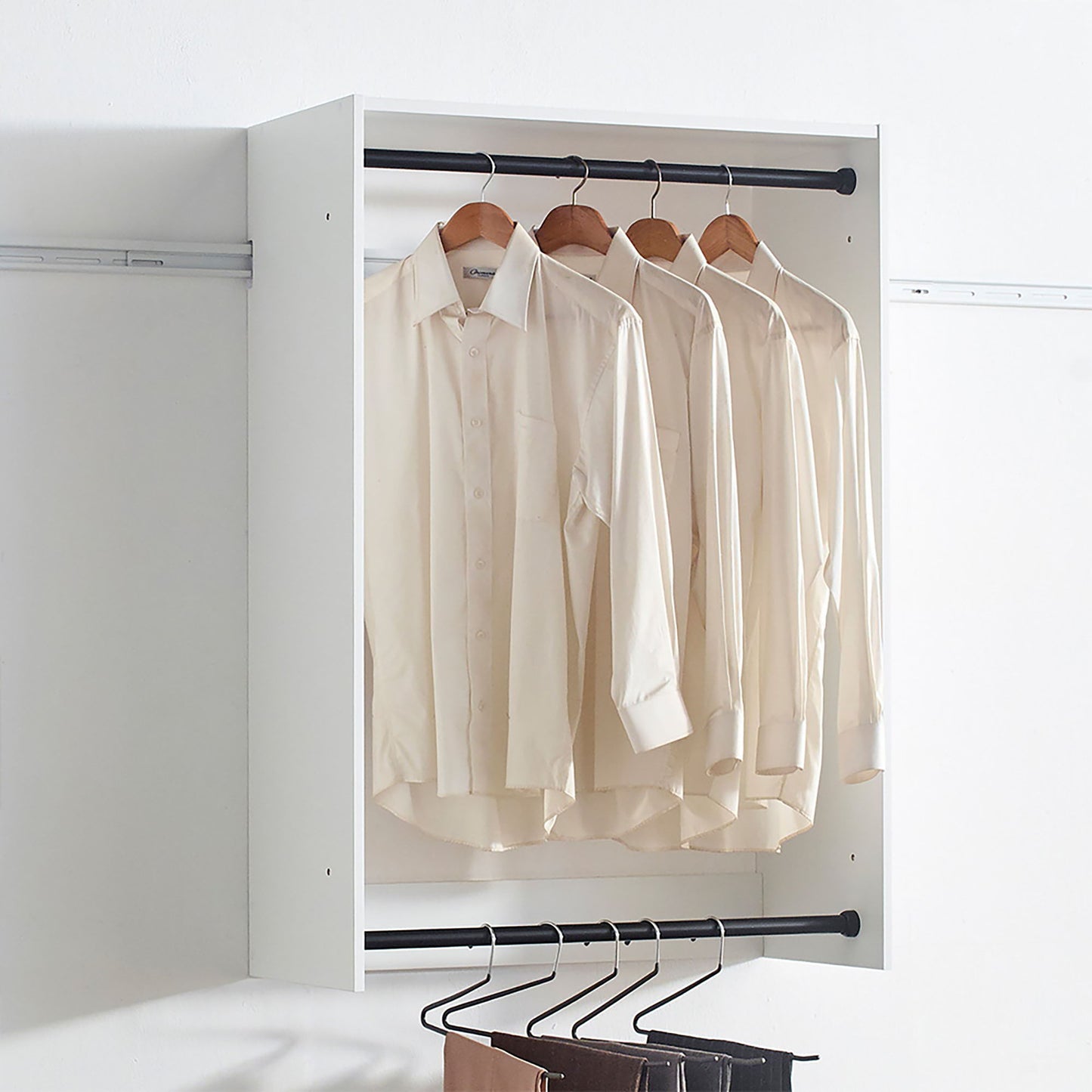 Devi - Wall Mounted Wood Closet System With Modular Versatility And Warm - White