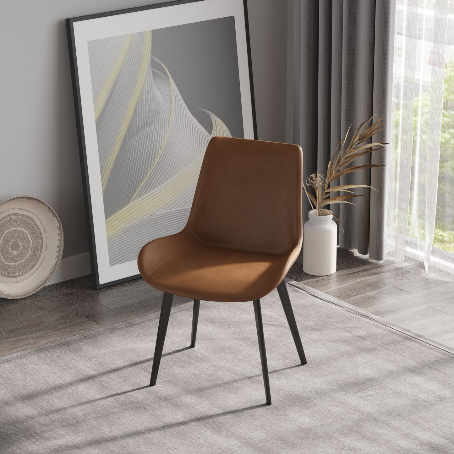 Modern Dining Chair Living Room Metal Leg Dining Chair (Set of 2) - Brown