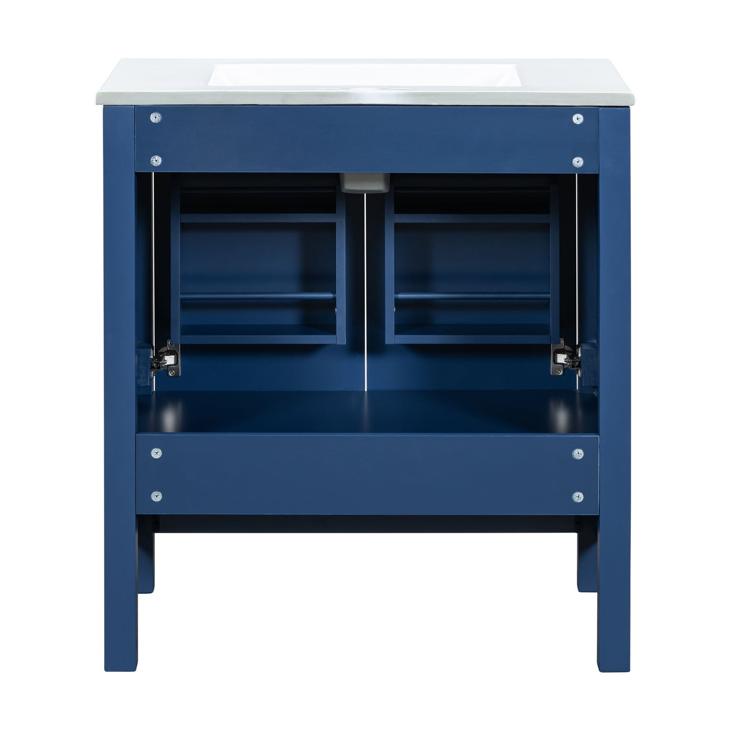 Bathroom Vanity With Single Sink, Combo Cabinet Undermount Sink, Bathroom Storage Cabinet With 2 Doors And A Drawer, Soft Closing, Multifunctional Storage, Solid Wood Frame - Blue