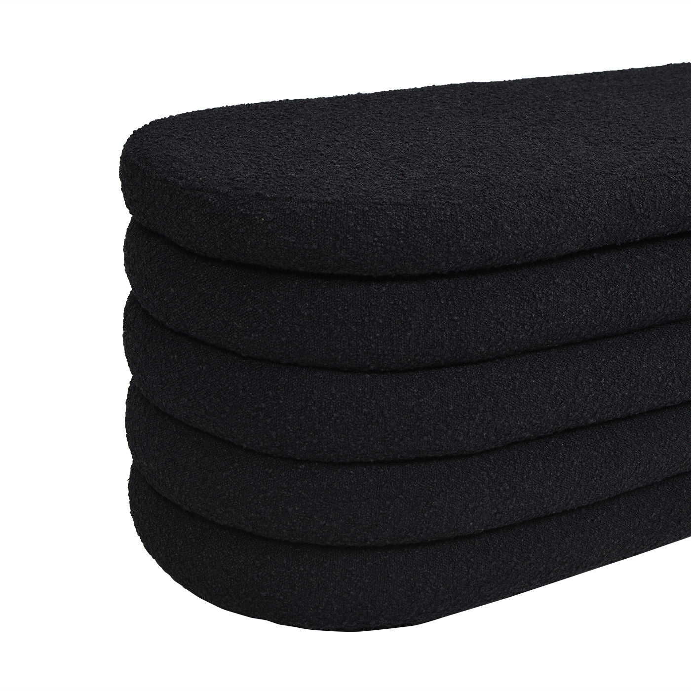 Fuji - Upholstered Oval Storage Bench - Ebony Black