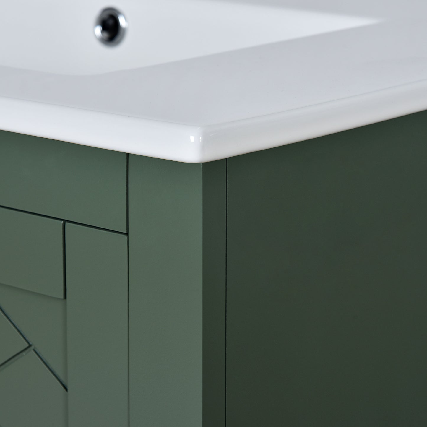 Bathroom Vanity With Ceramic Sink Combo, Frame Bathroom Storage Cabinet, Freestanding Vanity Set With 3 Drawers & Soft Closing Doors - Green