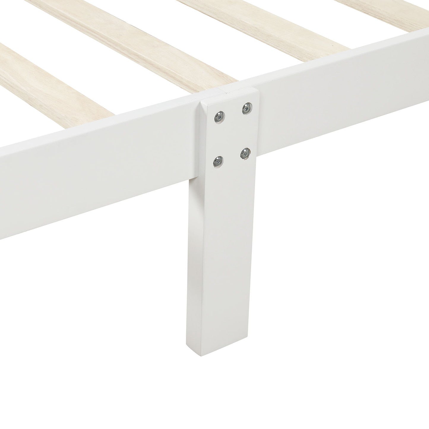 Twin Platform Bed Frame Mattress Foundation Sleigh Bed With Headboard, Footboard, Slat Support - White