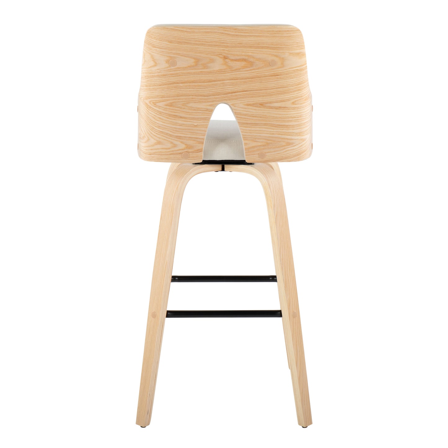 Stella - Contemporary Fixed Height Barstool With Swivel Square Footrest (Set of 2) - Natural / Cream