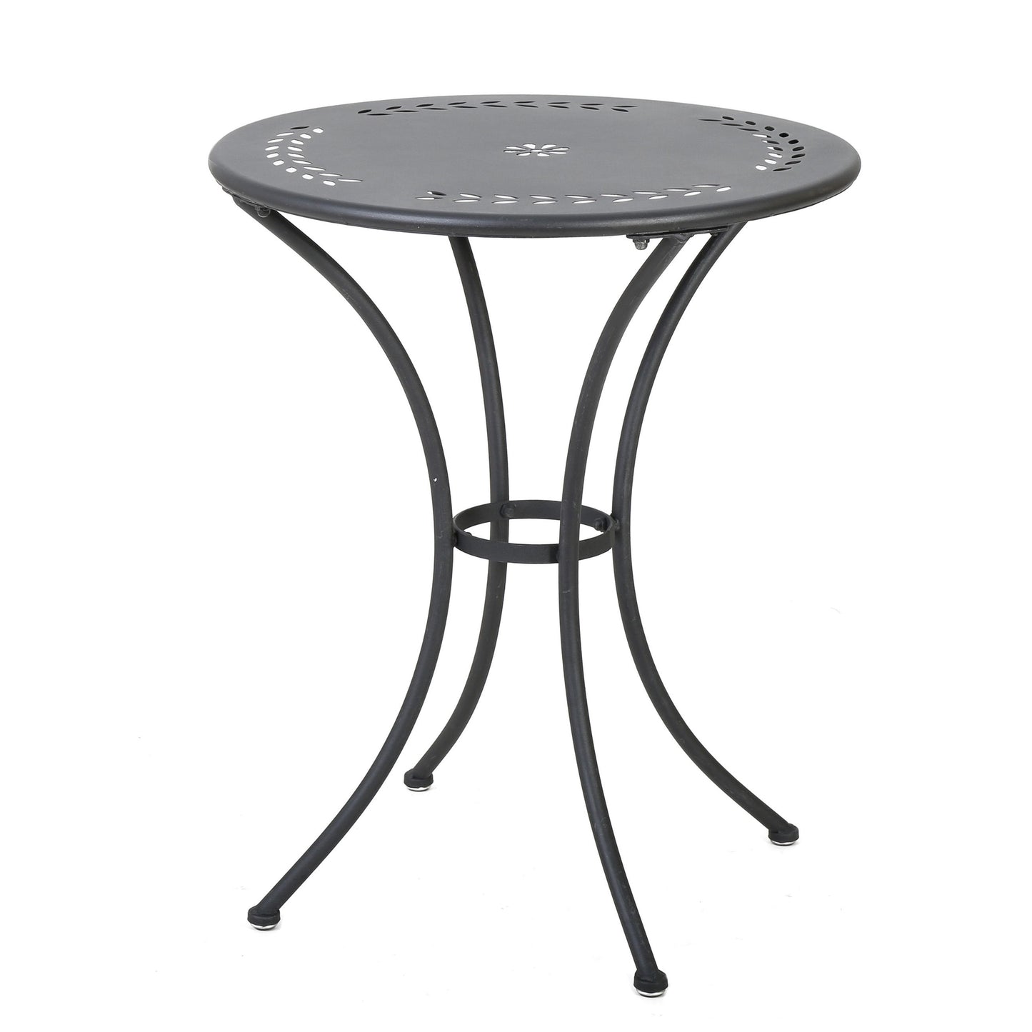 Ambrosia - 3 Piece Bistro Set With Leaf Motifs Top And Seat - Black