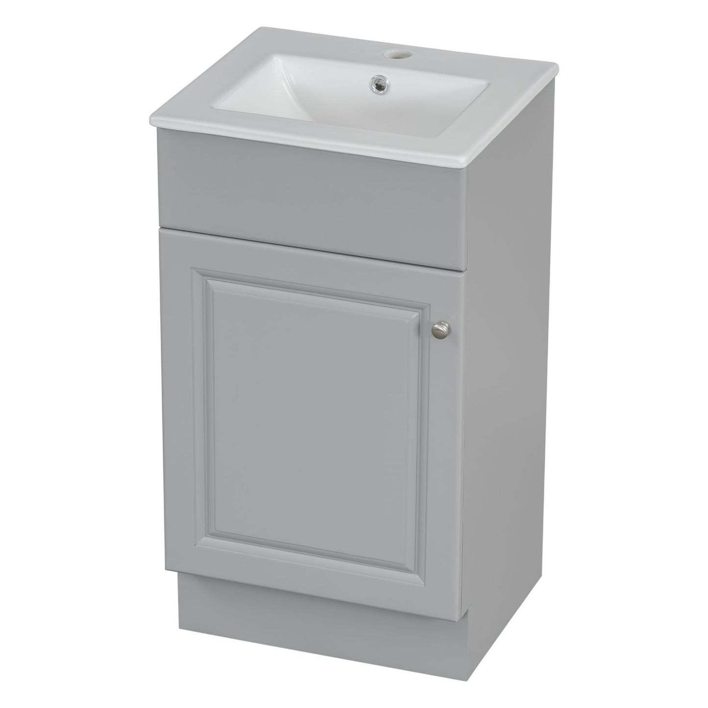 Bathroom Vanity With Sink, Vanity Cabinet With Door Shelf And Adjustable Shelf - Gray