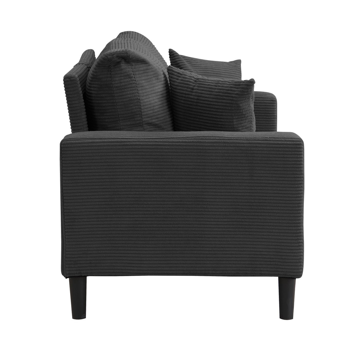 Modern Upholstered 2 Piece Sofa Set, Comfy Corduroy Living Room Furniture - Dark Gray