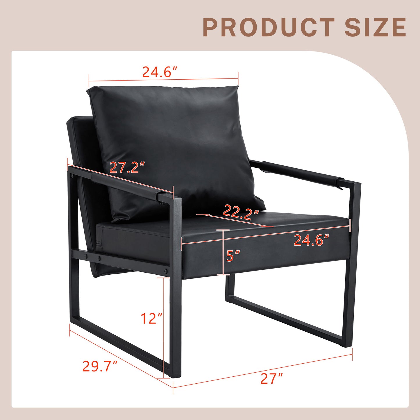Classic Metal Frame Sofa Ergonomically Designed, A Perfect Blend Of Modern And Industrial Styles - Black