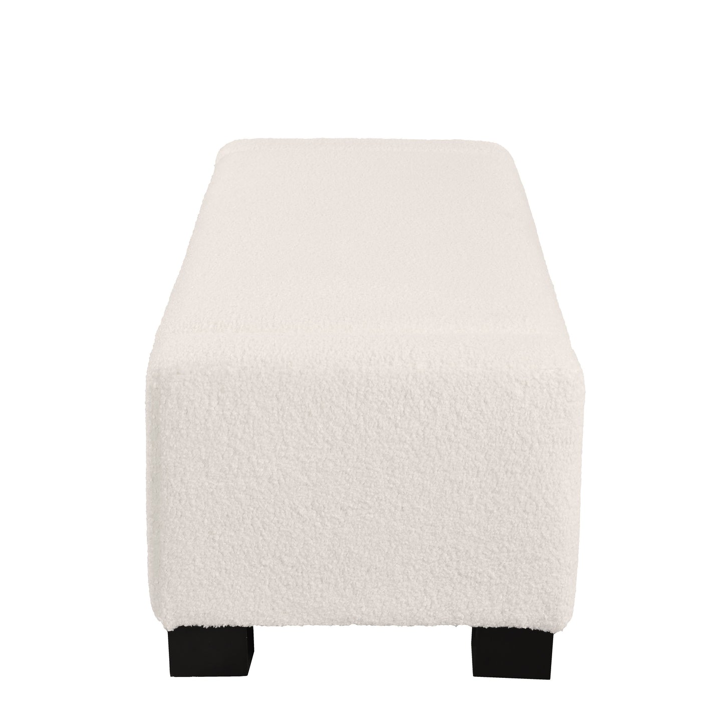 Textured Boucle Ottoman Bench With Hinged Lid For Seating And Storage - Beige