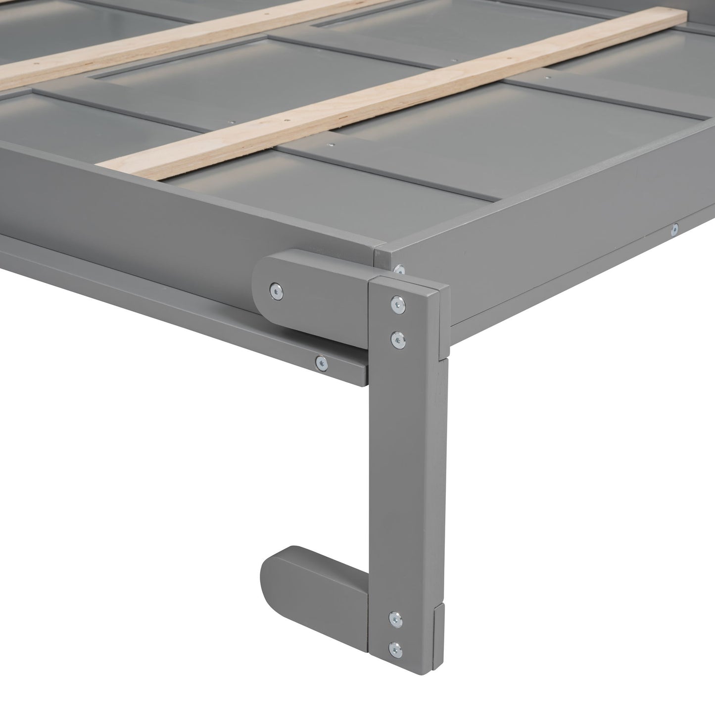 Full Size Murphy Wall Bed With Shelves - Gray
